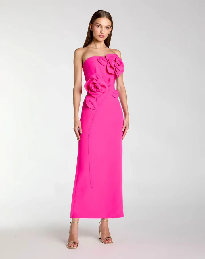 mac duggal hot pink dress Women's Crepe Strapless Midi With 3D Flower Detail - - Size 4 Drawer Sets Color:Fuchsia Green Mac Duggal s remarkable Creamy Balsamic Dressing (Quick