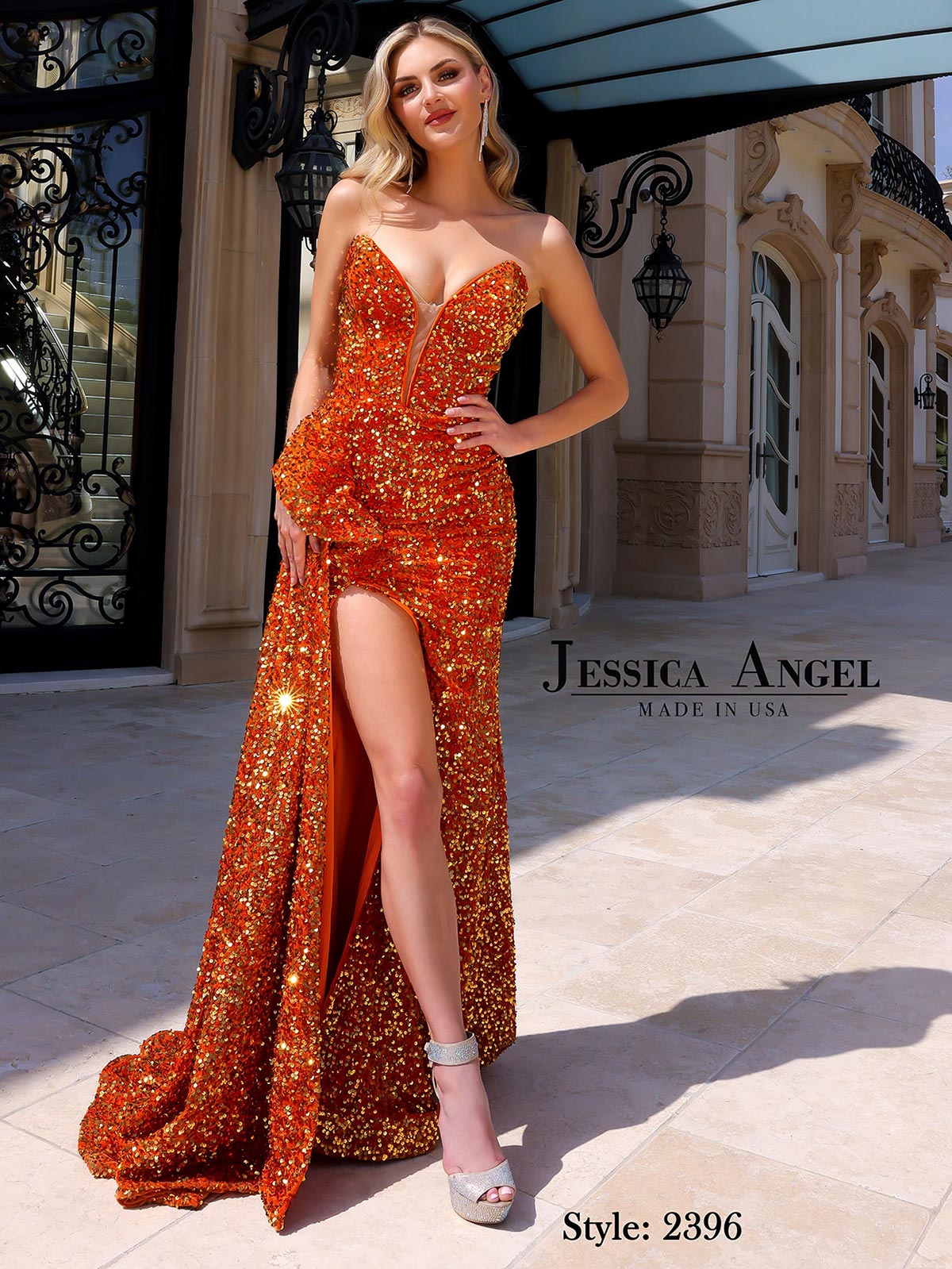 Jessica Angel Style JA2396 Velvet Sequin with V-Neckline B Chic Fashions Jessica Angel Style JA2396 Velvet Sequin with V-Neckline B Chic Fashions