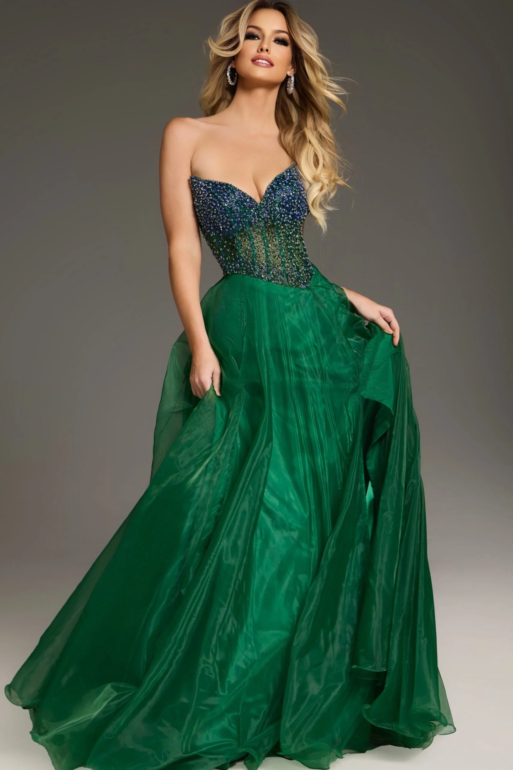 jovani green strapless dress Jovani -39368 Emerald Green Strapless Evening Gown, NAVY