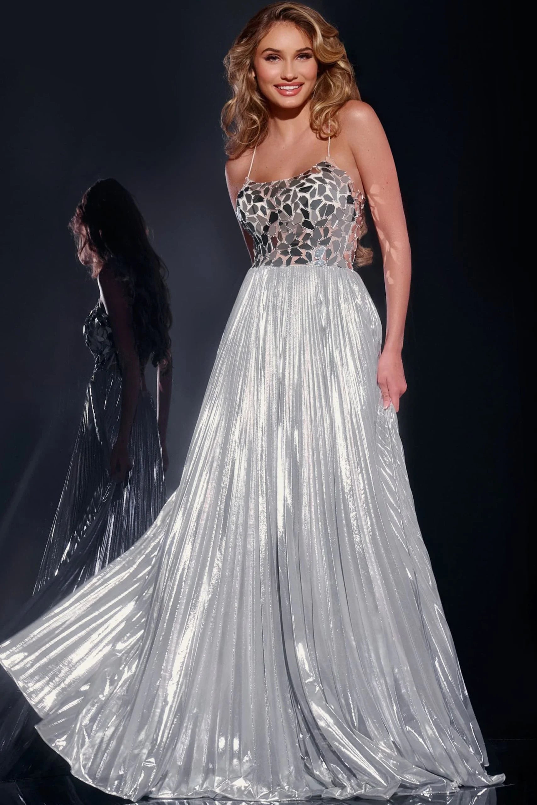 jovani pleated dress Jovani 44230 - Long A-Line Dress