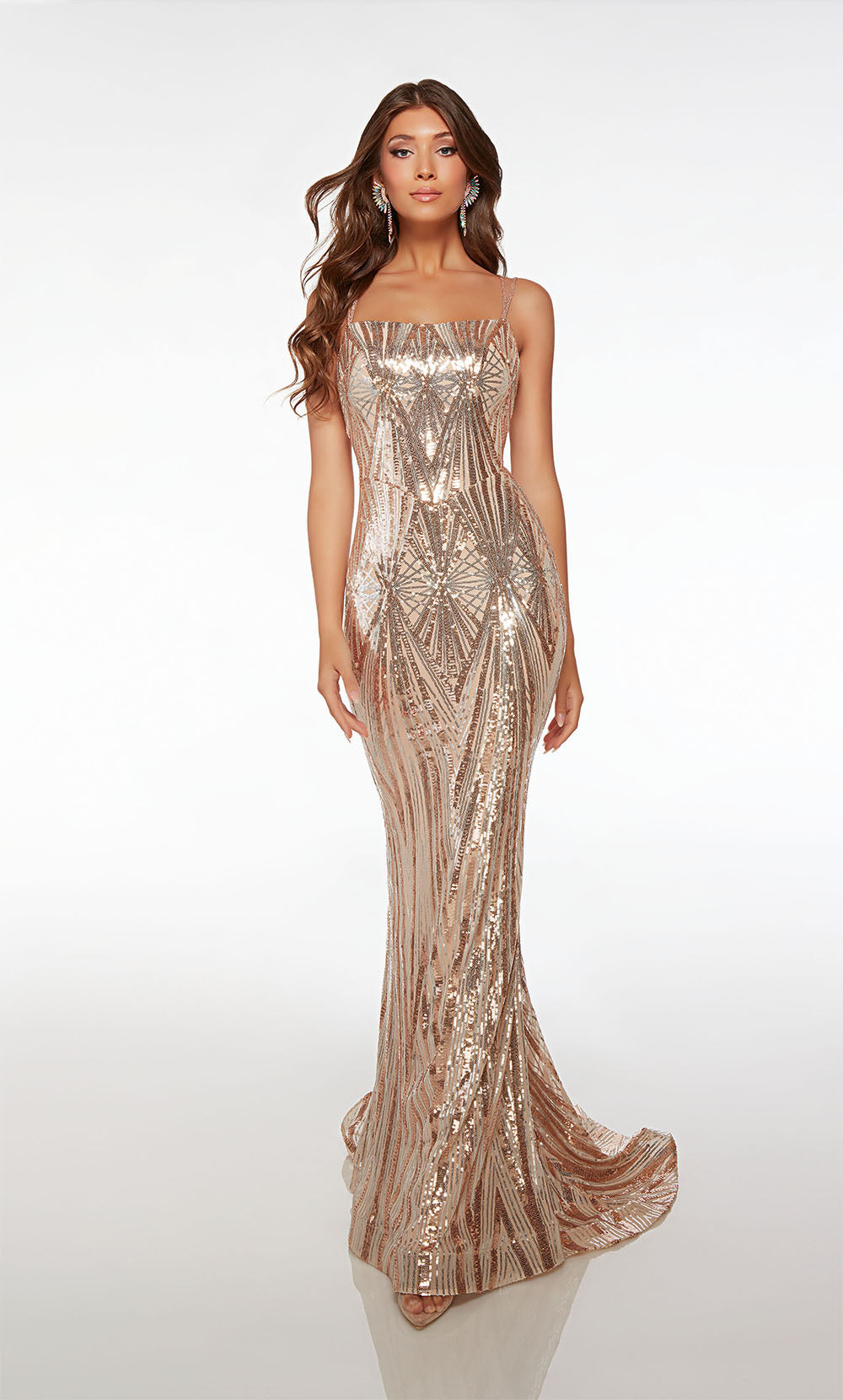 Shop Alyce 61680 Square Neckline Strappy Back Train Sequins Mermaid Evening  Dress – B Chic Fashions