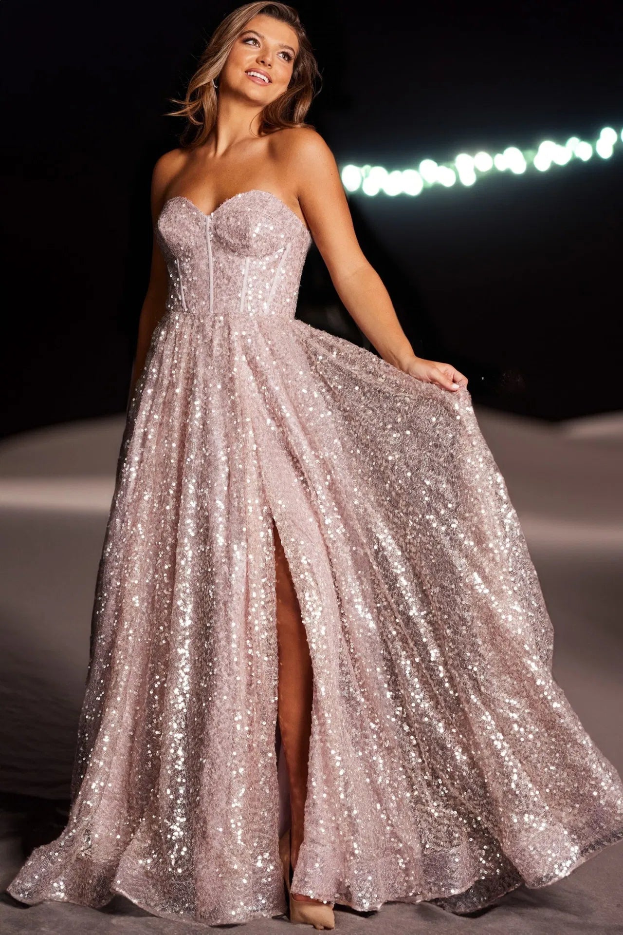 The Georgia Gown: Long Formal Prom Dress Jovani 38607 6 / Pink The Georgia Gown: Long Formal Prom Dress Jovani 38607 6 / Pink