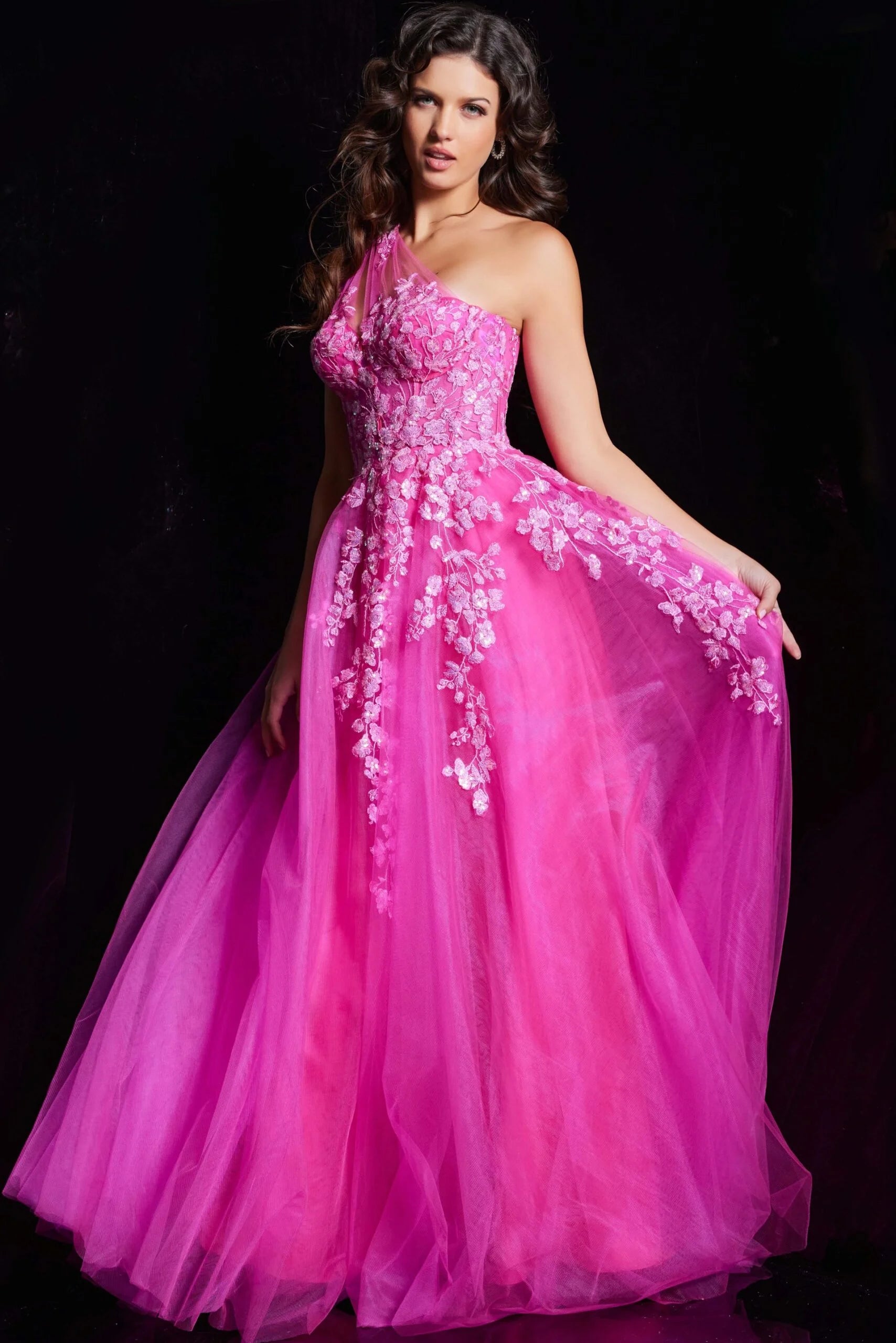 Jovani 39318 Floral Embroidered A Line Gown – B Chic Fashions
