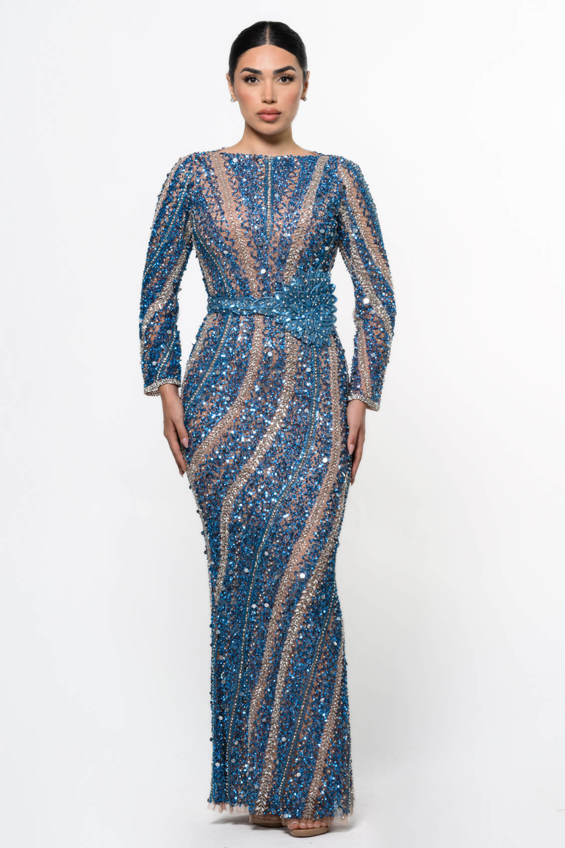 Mariam Long Sleeve Beaded Dress – B Chic Fashions
