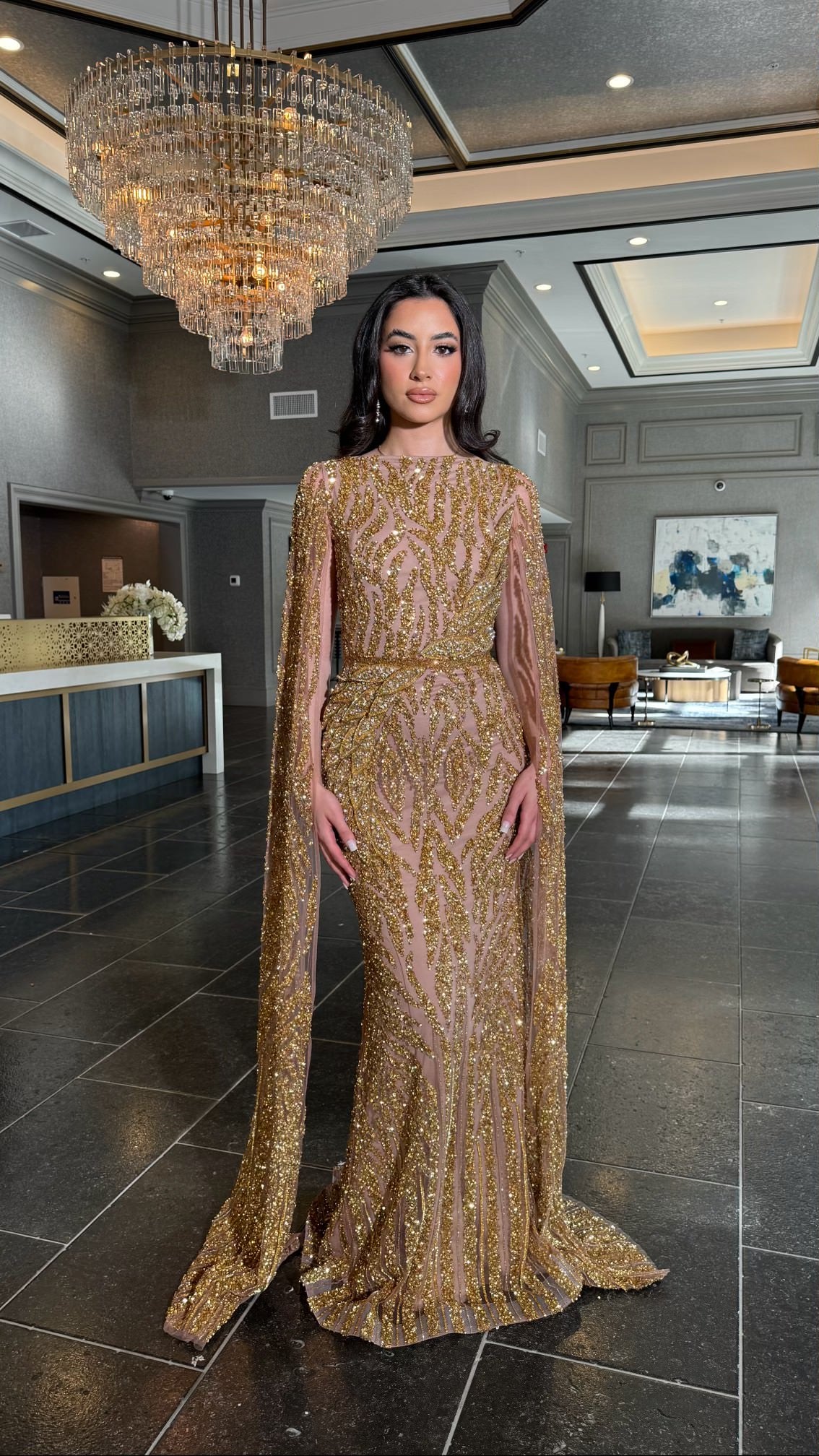 Iyza Belaar Nabilah Prom Dress - Gold/Nude | NewYorkDress Iyza Belaar Nabilah Prom Dress - Gold/Nude | NewYorkDress