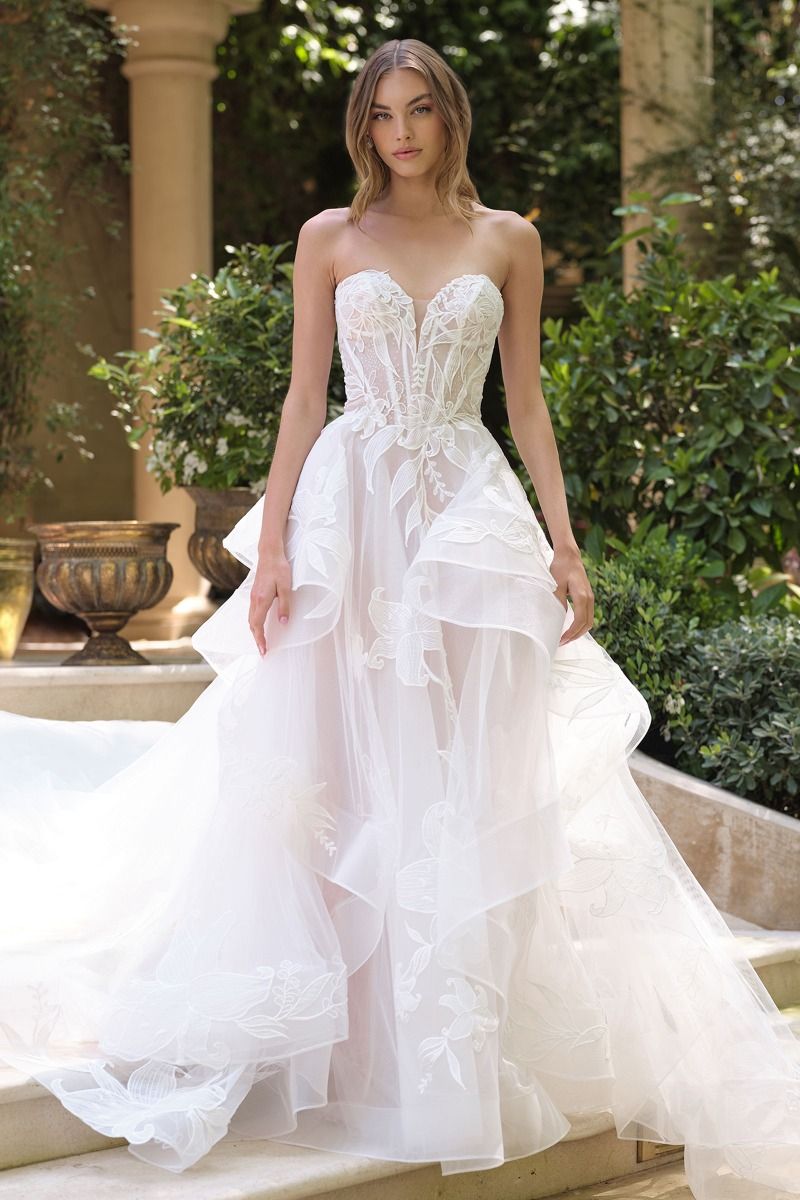 Andrea and Leo WL059 Long Off-White Bridal Dress Off White/Nude / 16