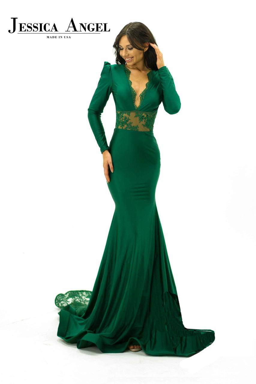 jessica angel prom dress Collection 2347 shoulder notched bodice with a draped collar and sleek opera gloves Jessica Angel 2385 Dress