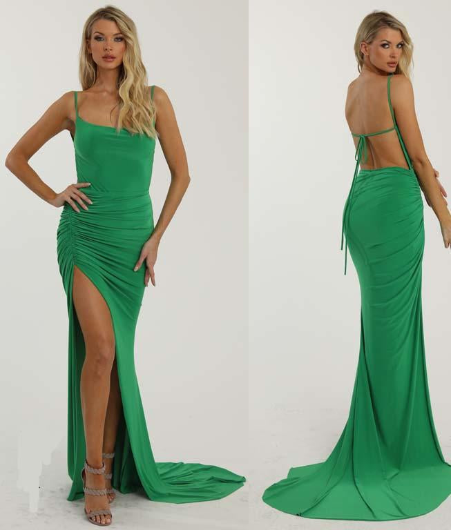 green emerald velvet dress Nicole Bakti Dress 7088 Emerald