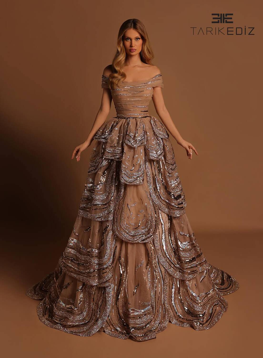 Shop Tarik Ediz 98548 Glitter Tulle Fabric Strapless Neckline Ball Gowns Long  Dress – B Chic Fashions