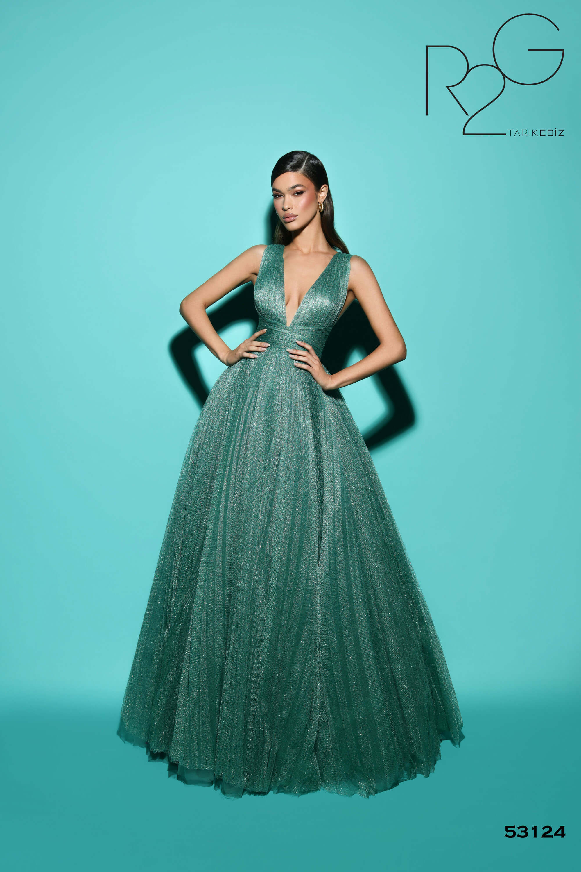 slim fit dress slacks Shop Tarik Ediz 53124 Glitter Tulle Fabric V-Neck Neckline Ball Gowns Long  Dress – B Chic Fashions