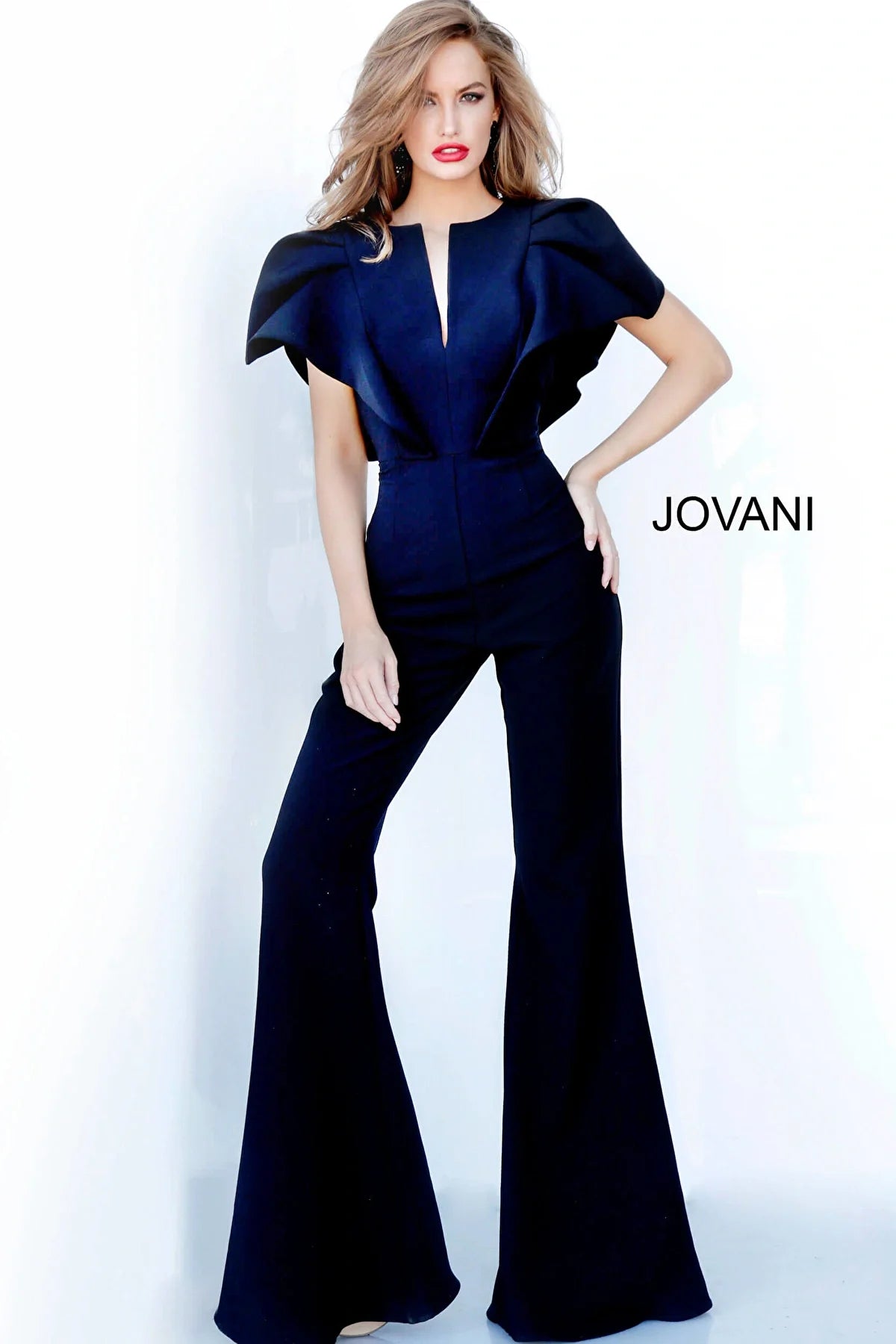 Jovani 00762 Black Short Sleeve Jovani Jumpsuit