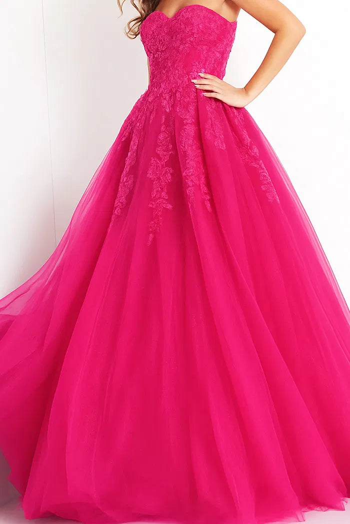 Jovani 00915 Navy Embroidered Strapless Sweetheart Neckline Dress