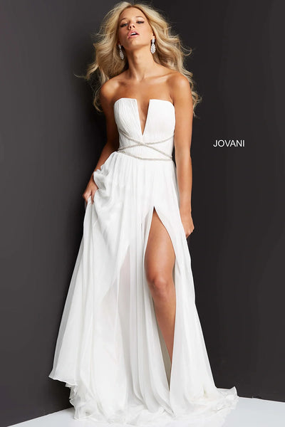 Jovani 05971 Gorgeous Off White Chiffon Strapless Prom Dress B Chic Fashions Long Dress Evening Gowns