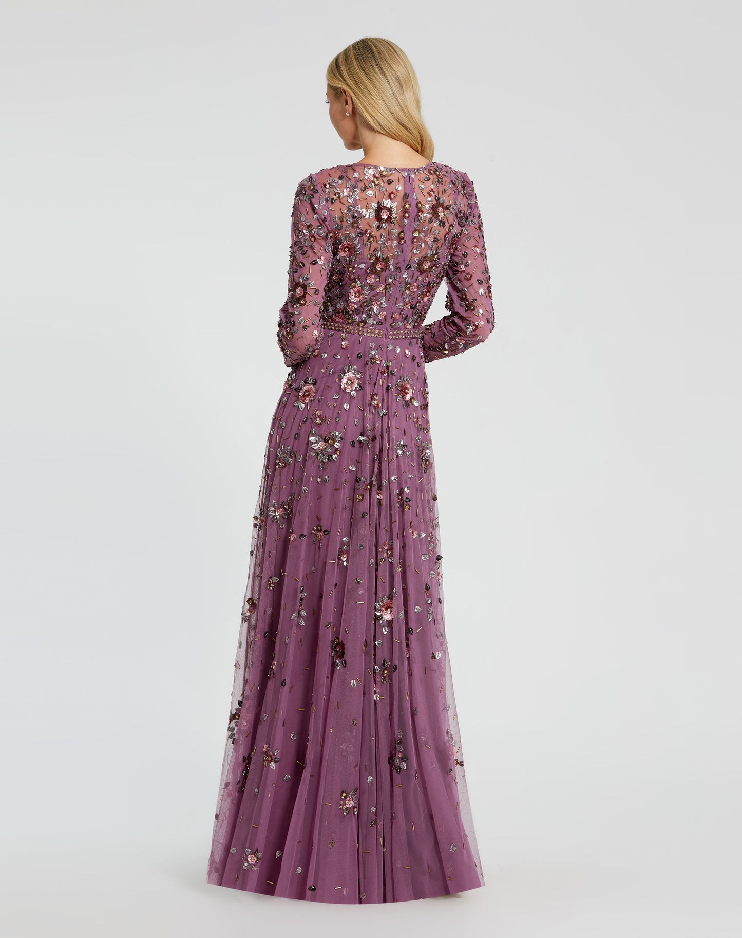 Mac Duggal 10063 Long Sleeve High Neck Beaded Gown