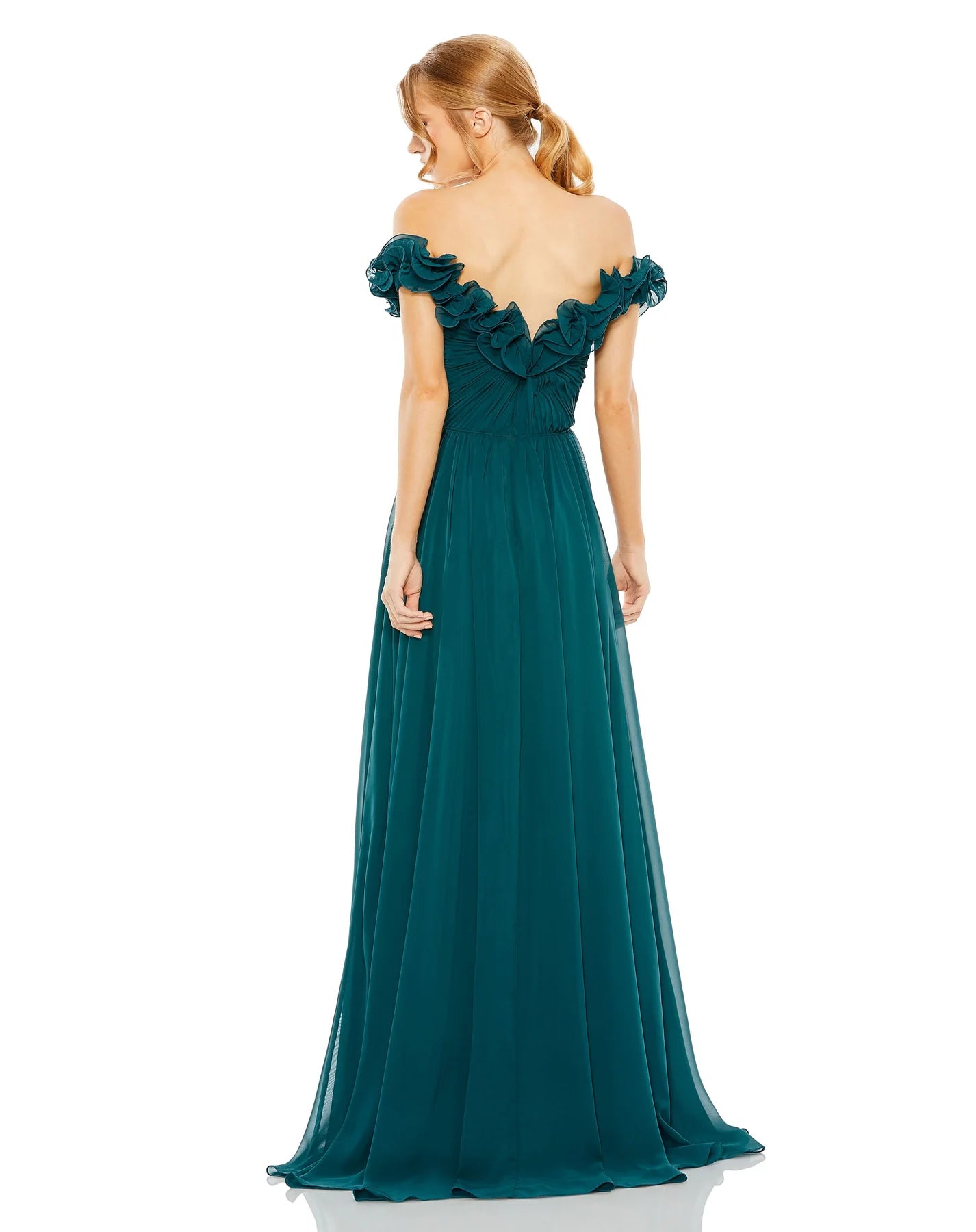 Mac Duggal 11591 Ruched Off The Shoulder A Line Gown