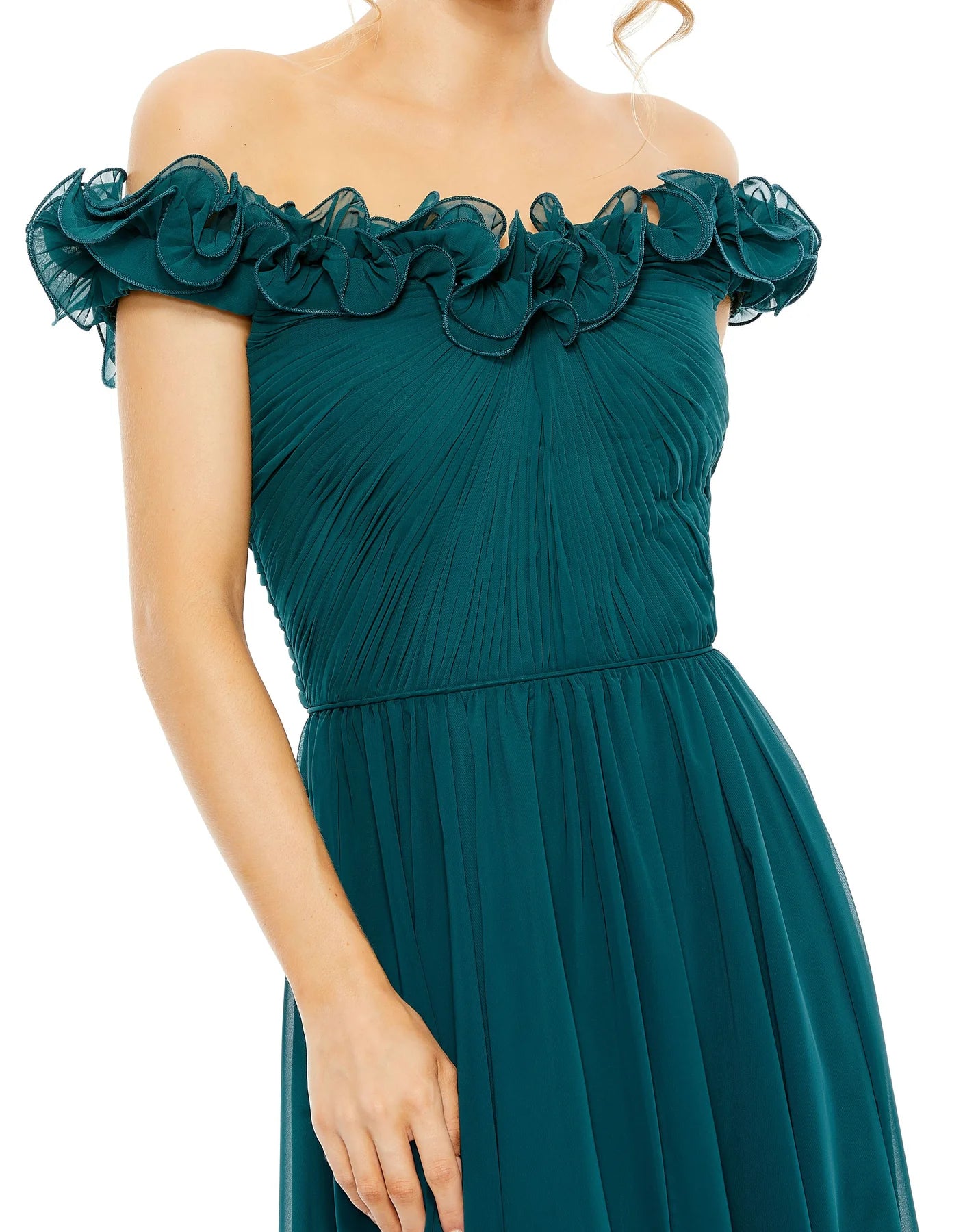 Mac Duggal 11591 Ruched Off The Shoulder A Line Gown