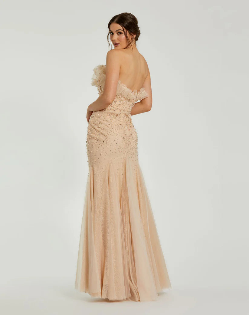 Mac Duggal 11774 Strapless Embellished Tulle Mermaid Gown  B Chic Fashions