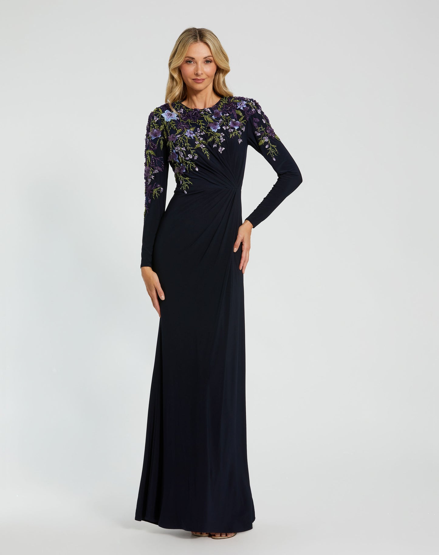 Mac Duggal 11806 Embellished Long Sleeve Fitted Jersey Gown