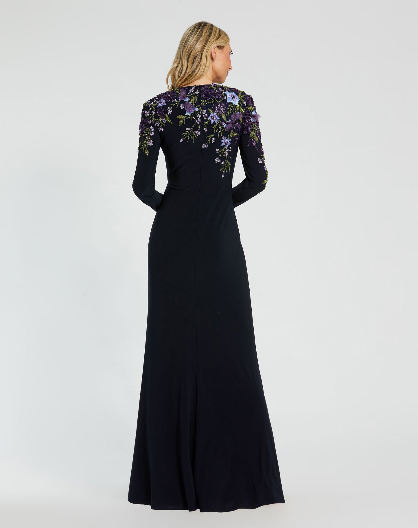 Mac Duggal 11806 Embellished Long Sleeve Fitted Jersey Gown