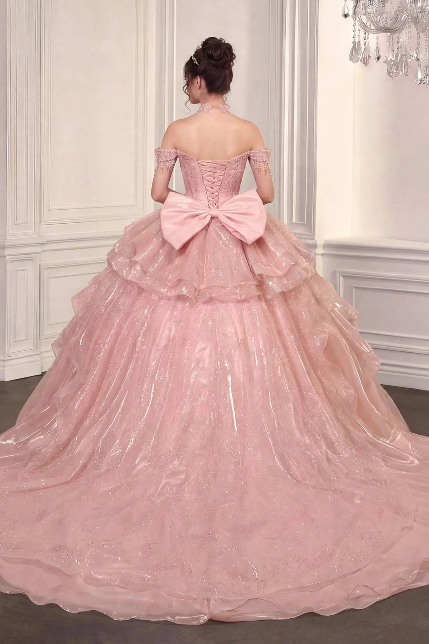 Cinderella Divine 15742 Pink Two-In-One Embellished Convertible Ball Gown