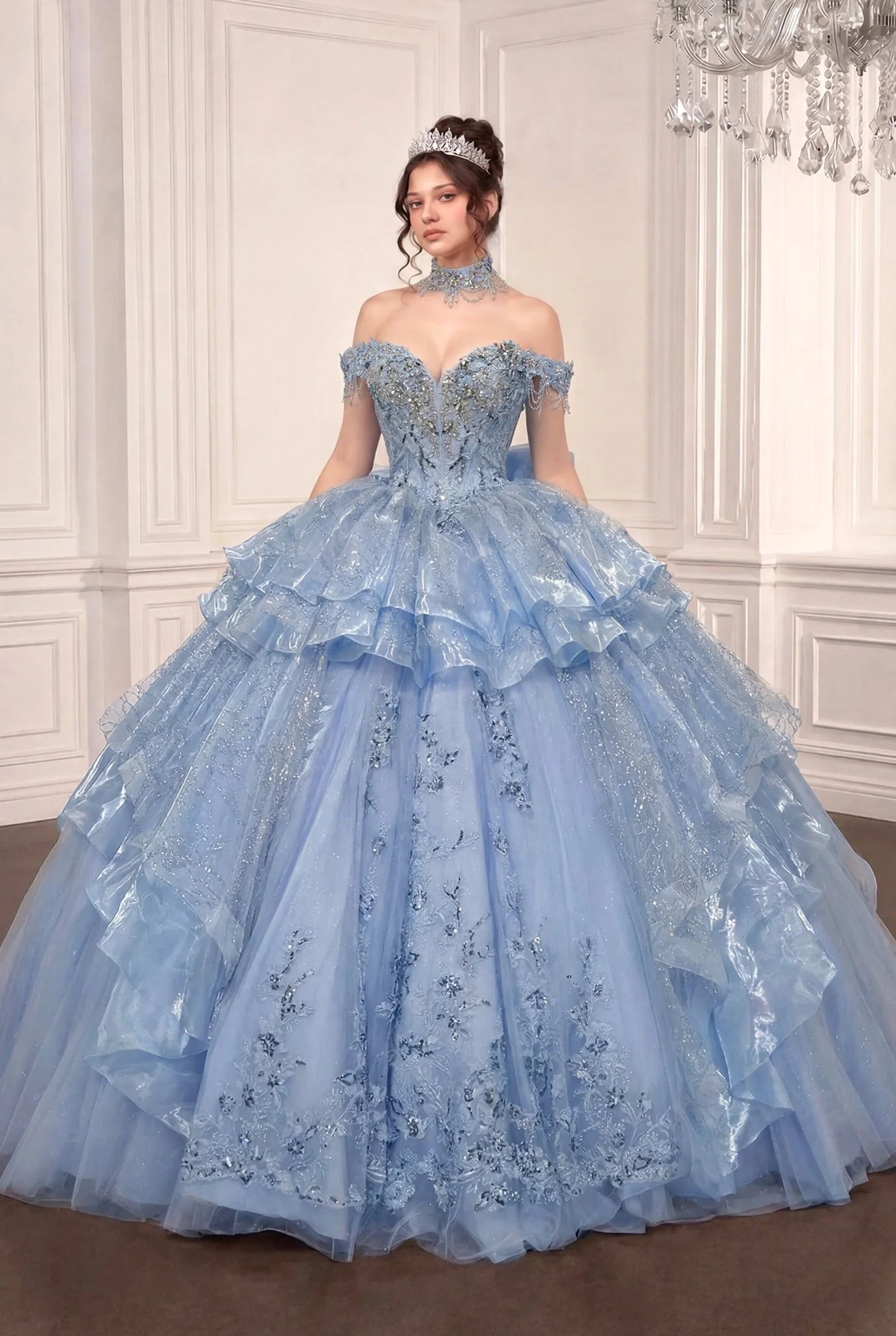 Cinderella Divine 15742 Pink Two-In-One Embellished Convertible Ball Gown