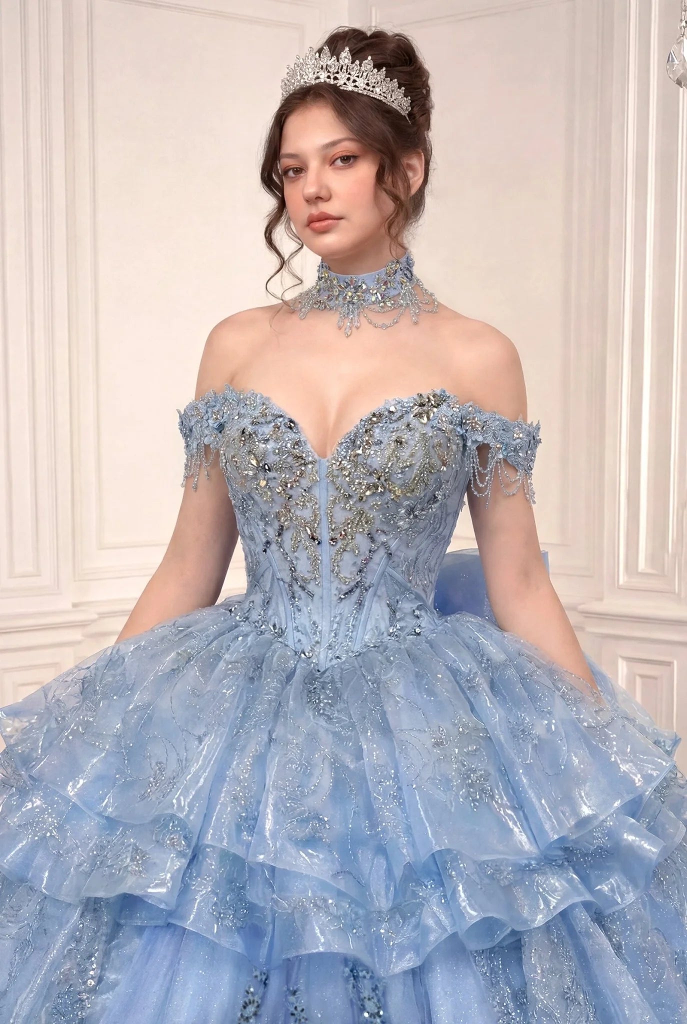 Cinderella Divine 15742 Pink Two-In-One Embellished Convertible Ball Gown
