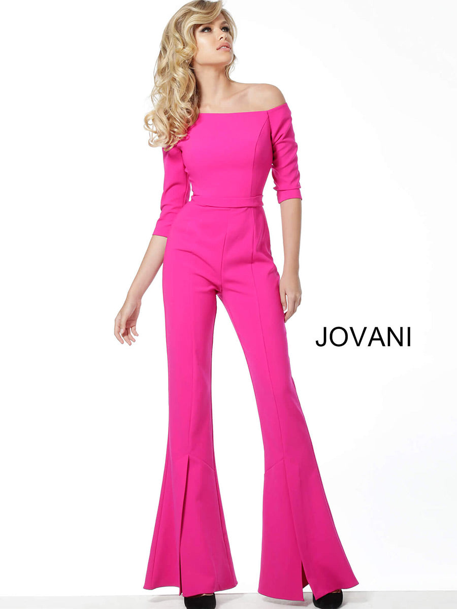 Jovani 1867 Three Quarter Sleeve Contemporary Jumpsuit