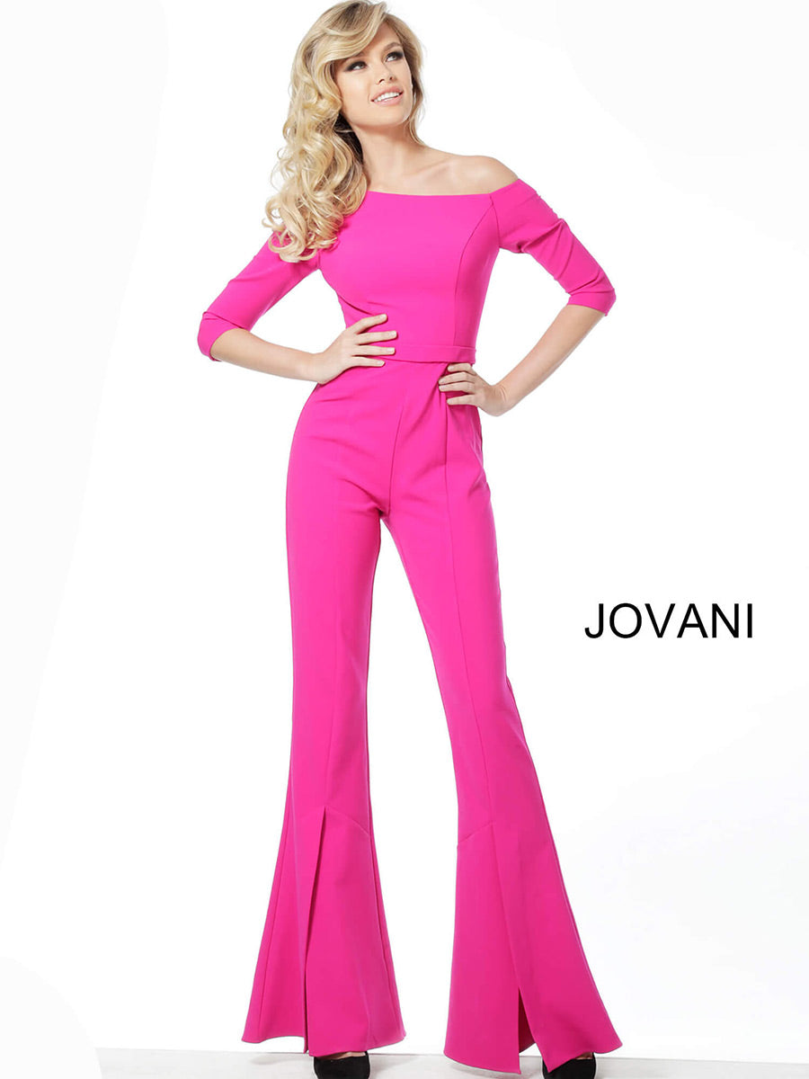 Jovani 1867 Three Quarter Sleeve Contemporary Jumpsuit