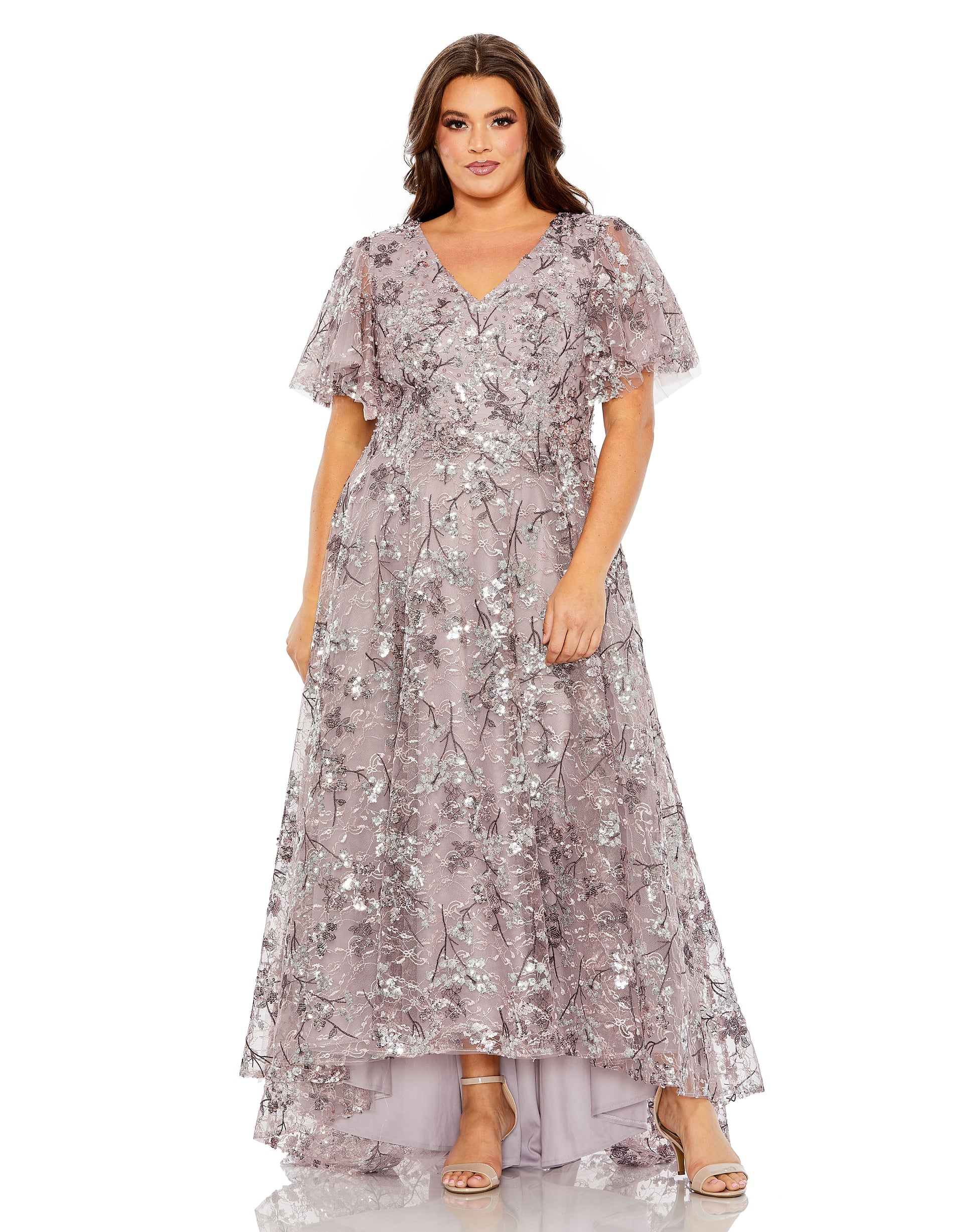 Mac Duggal 20473 V Neck Flutter Sleeve A Line Embellished Dress B Chic Fashions Mac Duggal 20473 V Neck Flutter Sleeve A Line Embellished Dress B Chic Fashions