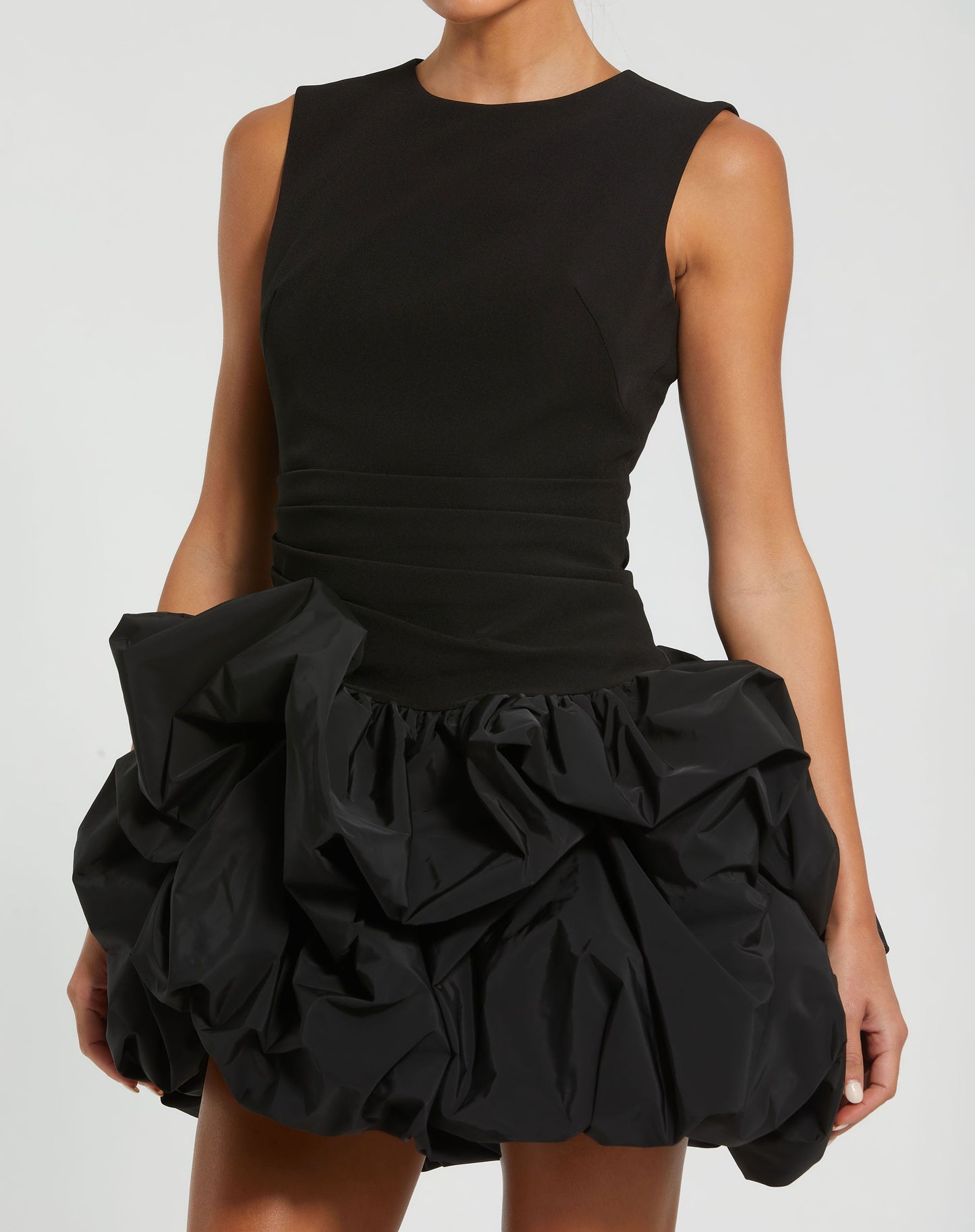 Mac Duggal 20709 Sleeveless Crepe Bubble Skirt Mini Dress