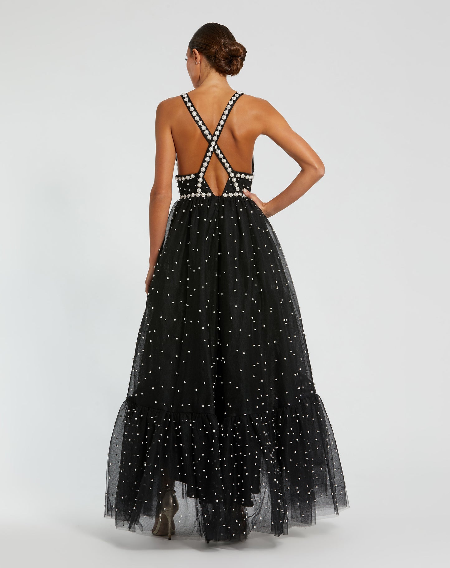 Mac Duggal 20747 Pearl Beaded High Low Gown