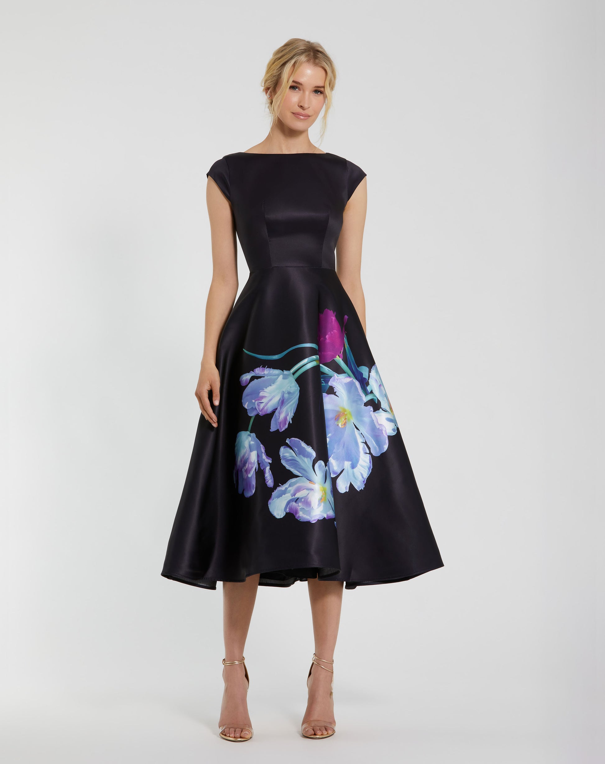 mac duggal midi dress formal Black Embellished Lace Illusion Cocktail Dress