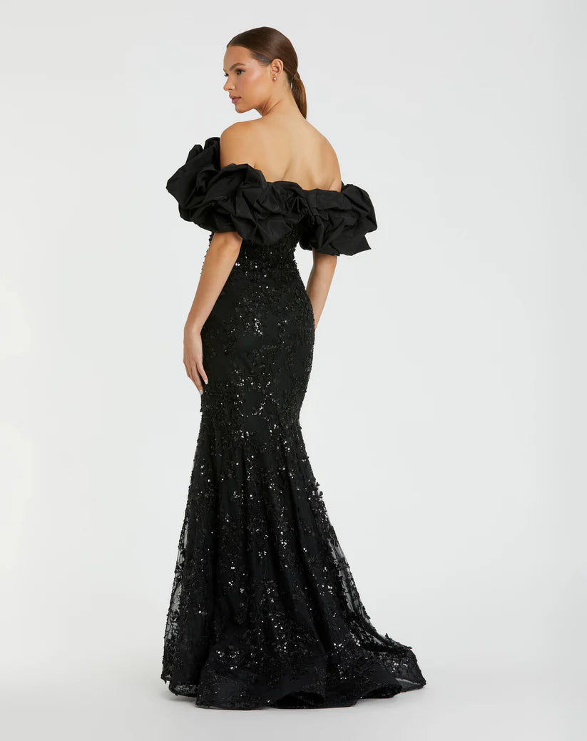 Mac Duggal 21033 Beaded Applique Off the Shoulder Mermaid Gown