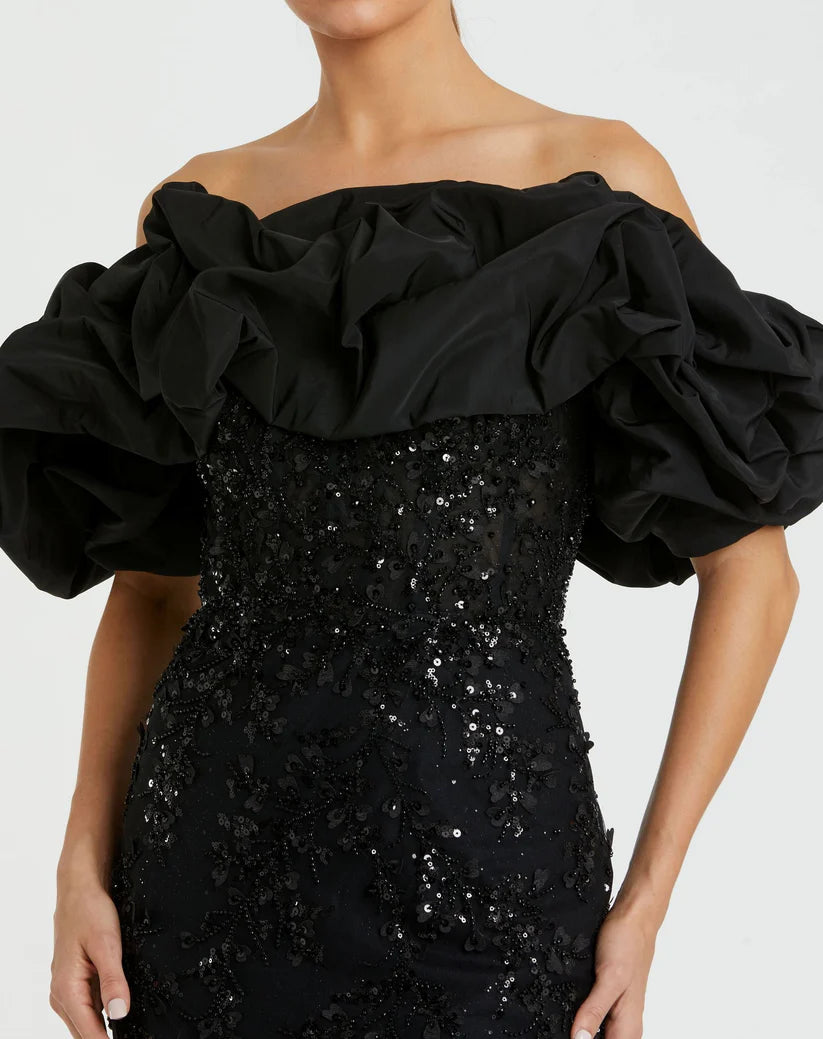 Mac Duggal 21033 Beaded Applique Off the Shoulder Mermaid Gown