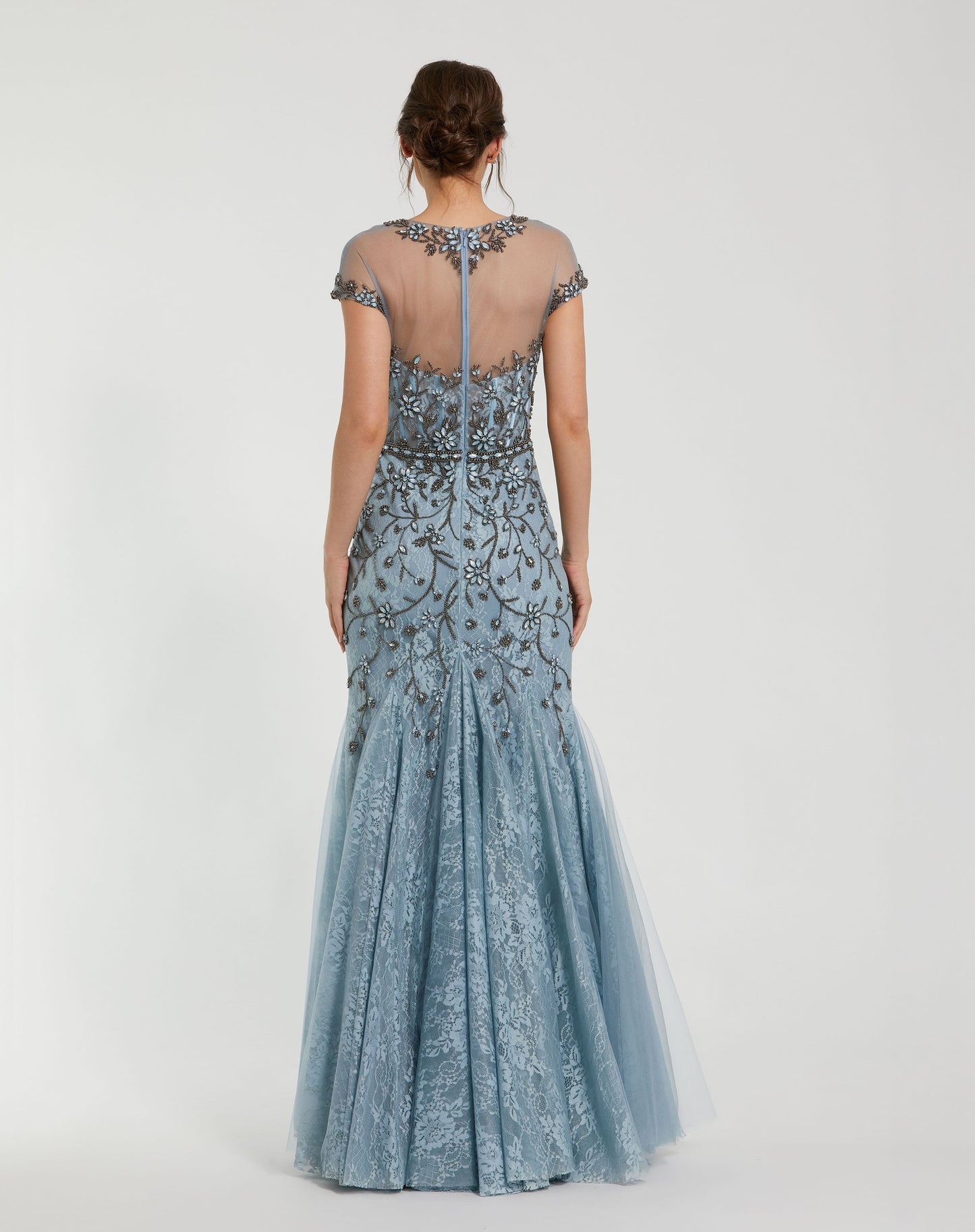 Mac Duggal 2239 Sheer Top Embellished Mermaid Gown