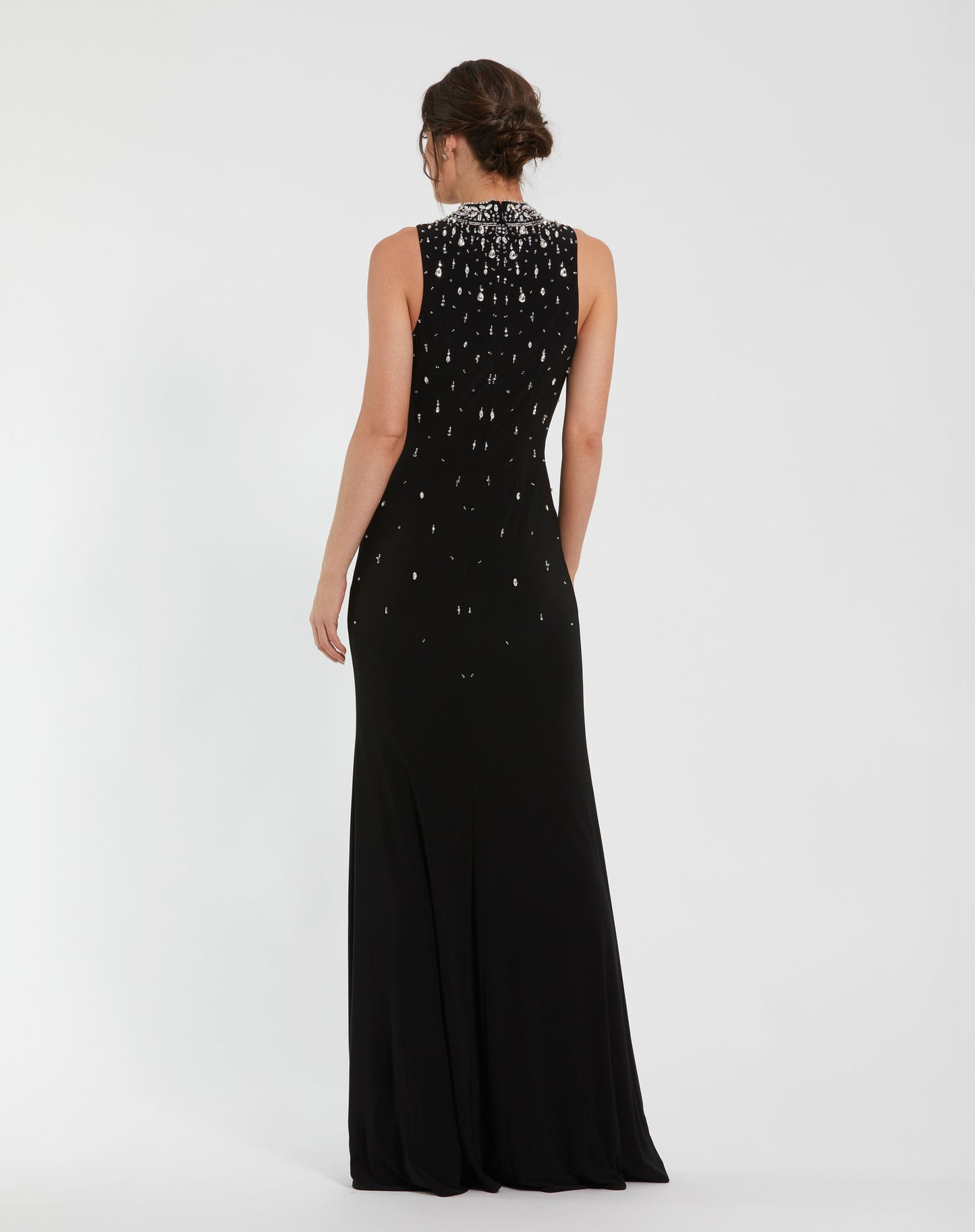 Mac Duggal 2260 Neck Sleeveless Beaded Jersey Fitted Gown