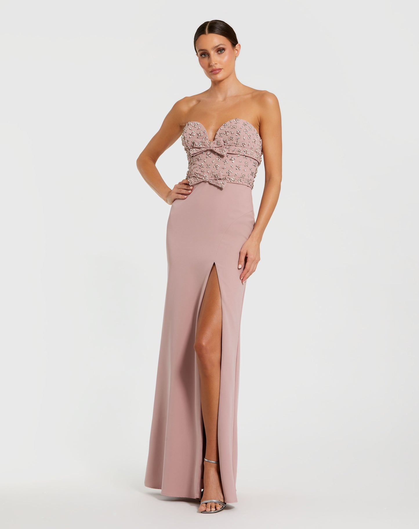 Mac Duggal 2285 Strapless Crepe Fitted Gown with Rhinestones