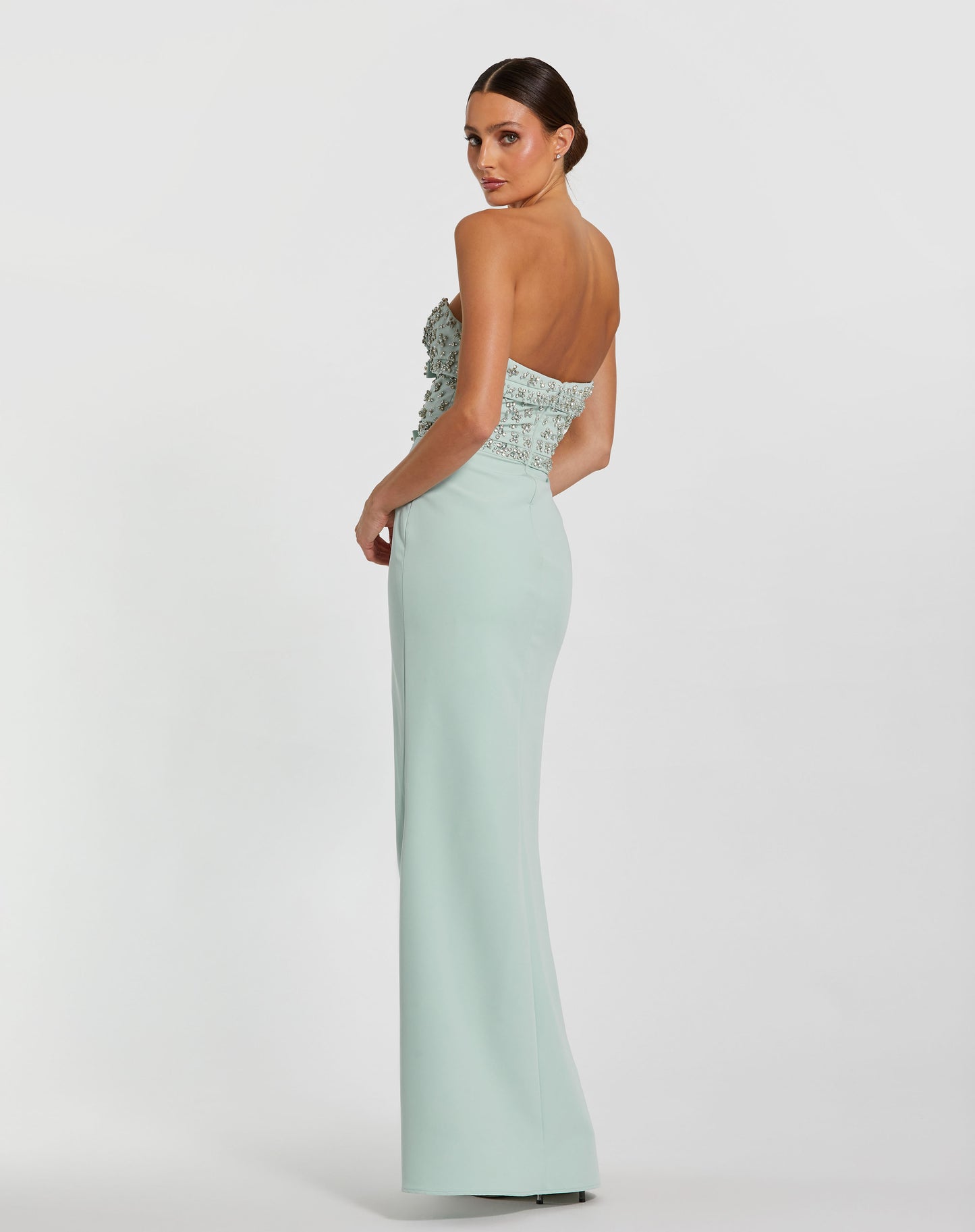 Mac Duggal 2285 Strapless Crepe Fitted Gown with Rhinestones