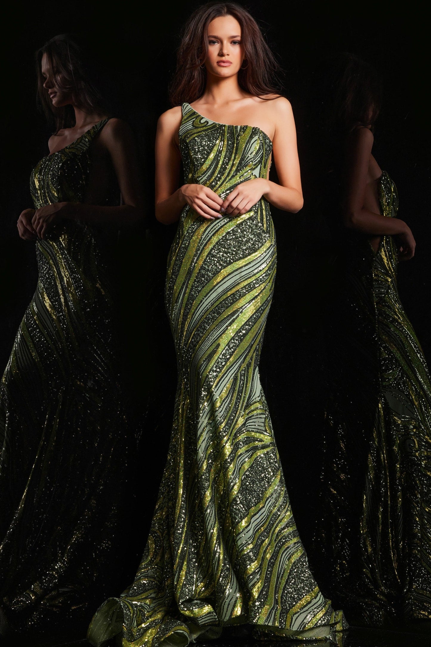 Jovani 24031 One Shoulder Beaded Dress