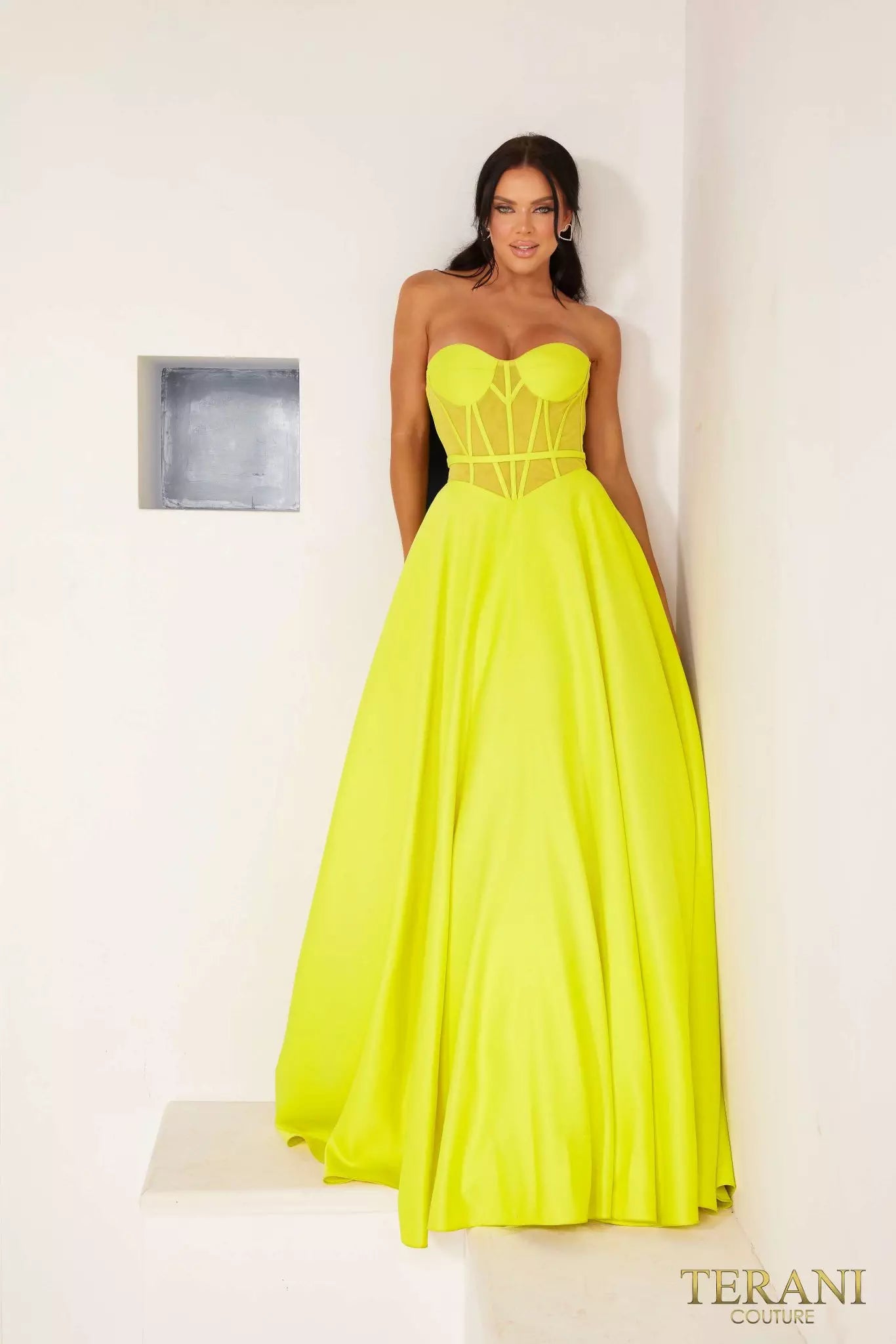 Terani Couture 241P2046 Strapless Sheer Ballgown Prom Dress