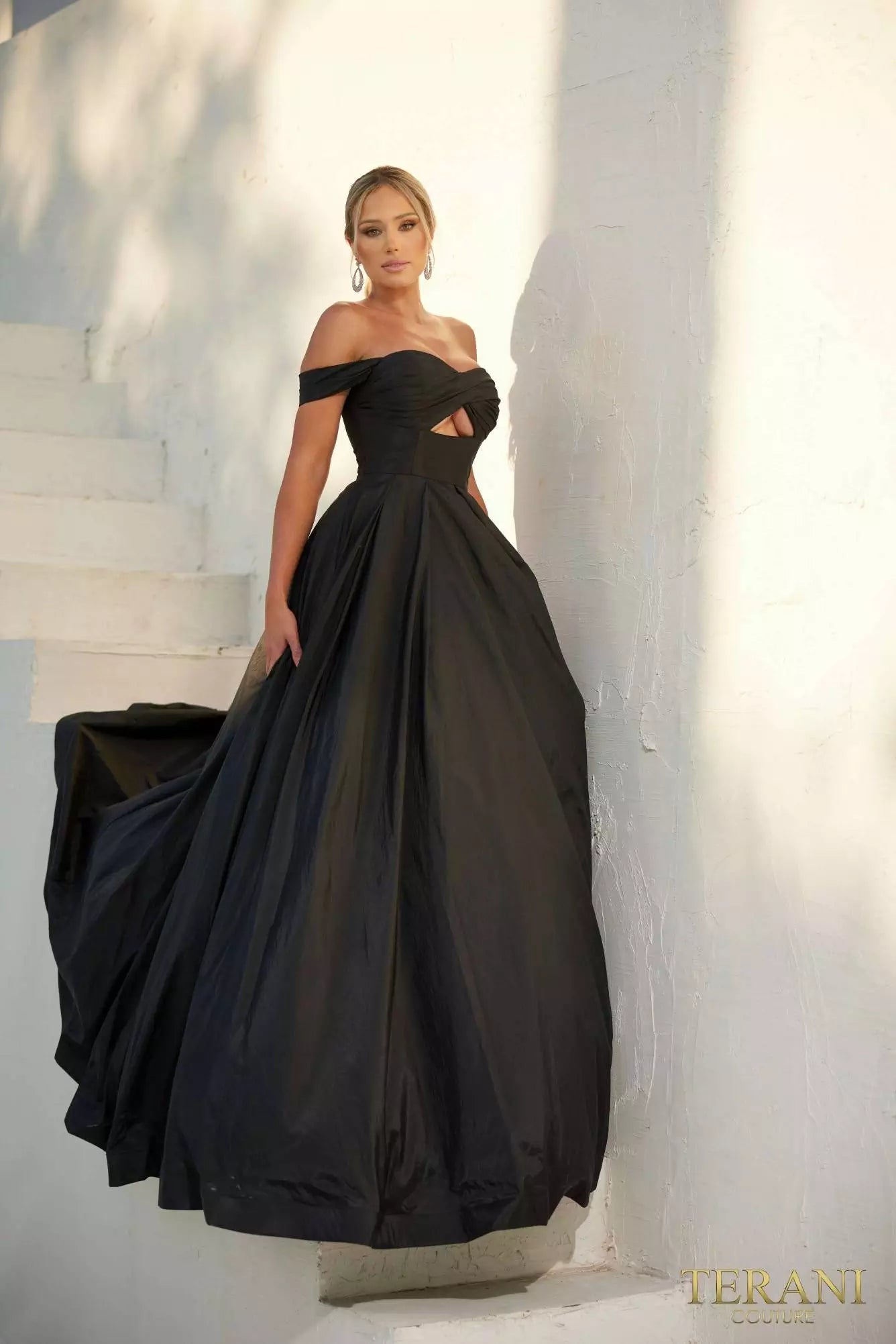 Terani Couture 241P2075 Off-Shoulder Fully Sparkling Ballgown Prom Dress