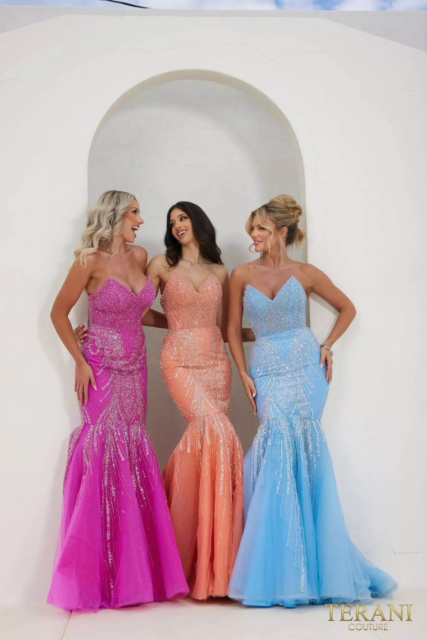 Terani Couture 241P2171 Strapless Mermaid Tulle Long Prom Dress