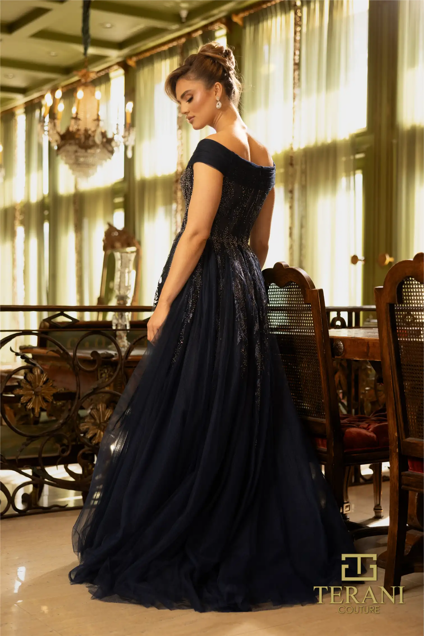 Terani Couture 242M3347 Tulle Off-Shoulder Sweetheart Ballgown Dress