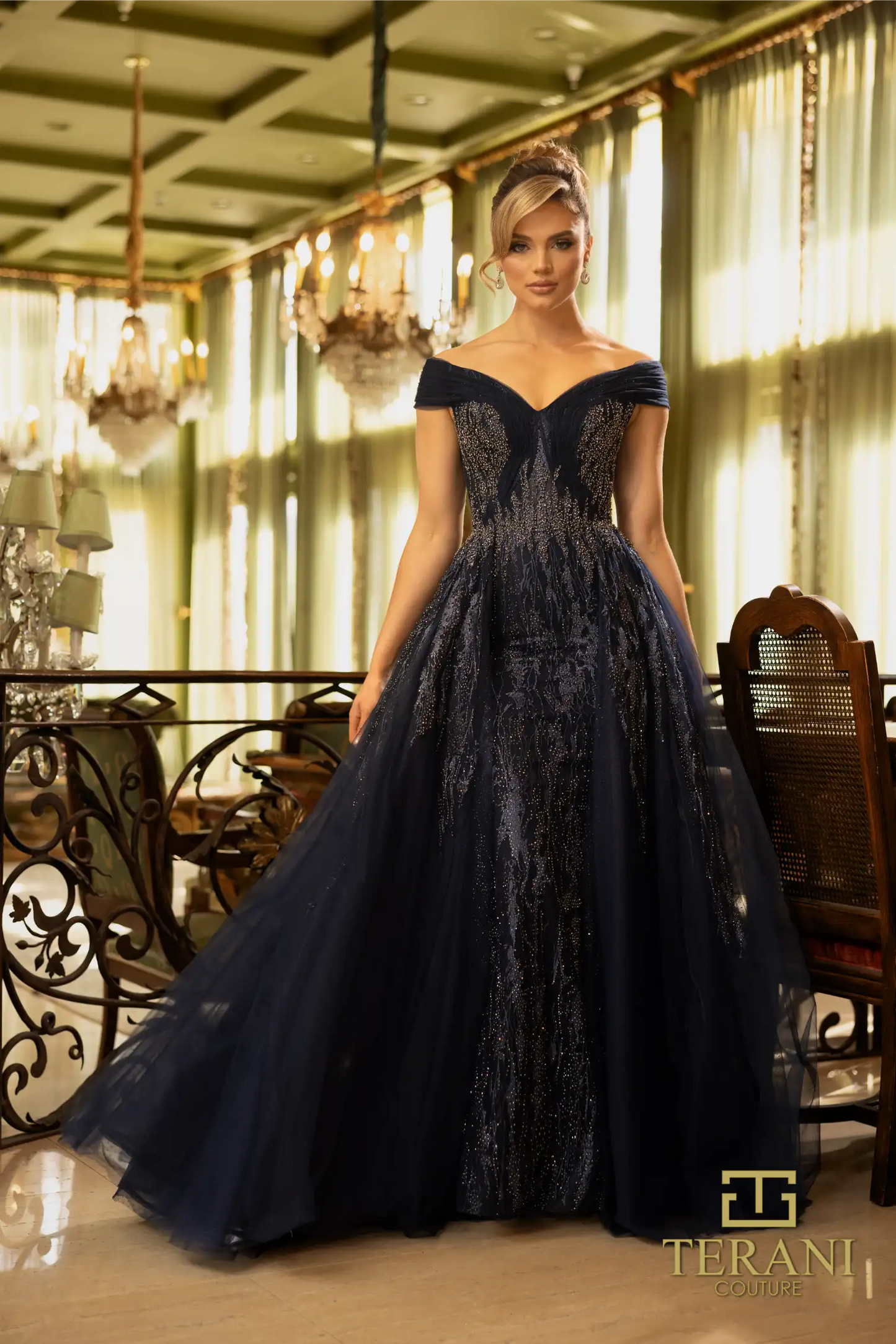 Terani Couture 242M3347 Tulle Off-Shoulder Sweetheart Ballgown Dress