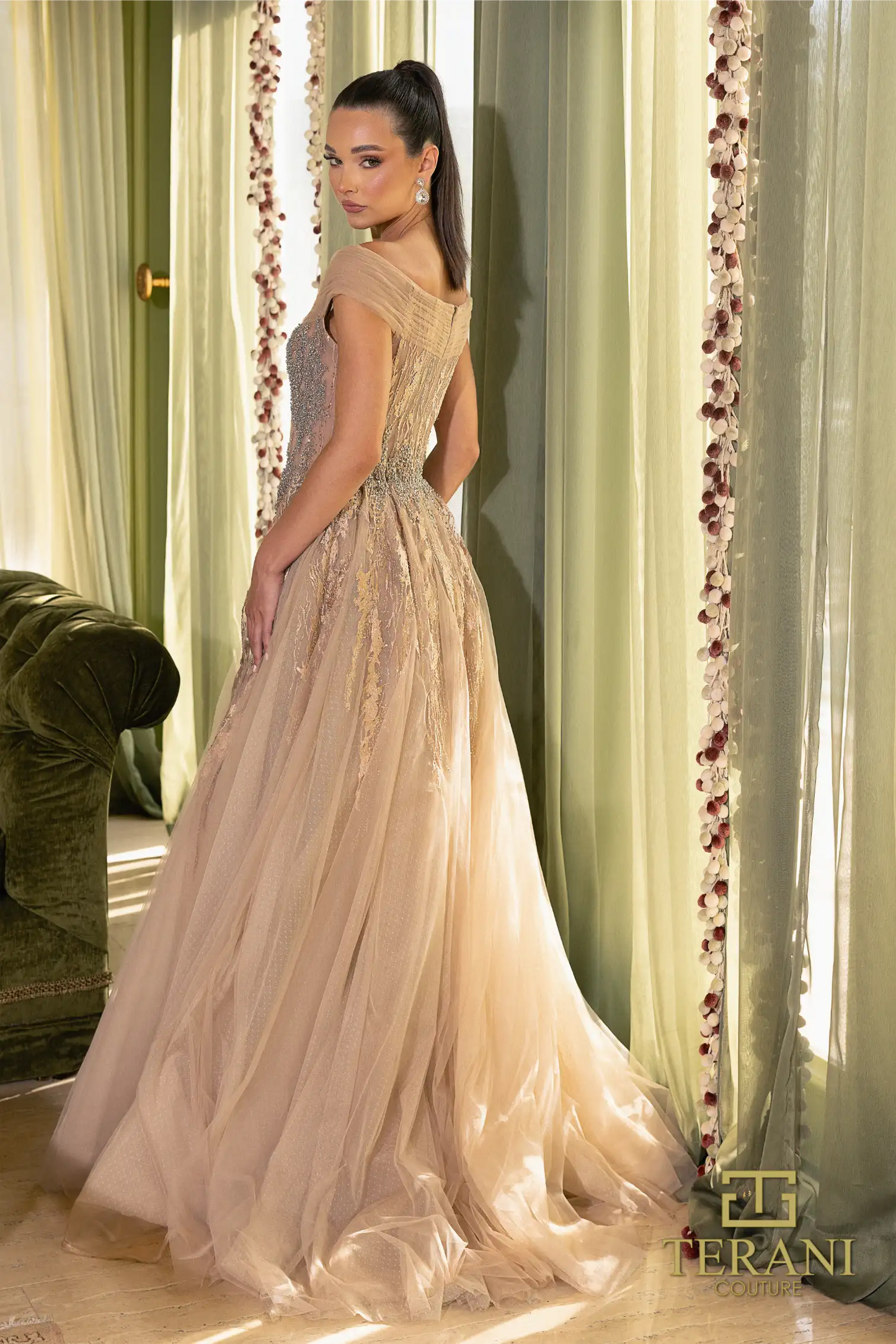 Terani Couture 242M3347 Tulle Off-Shoulder Sweetheart Ballgown Dress