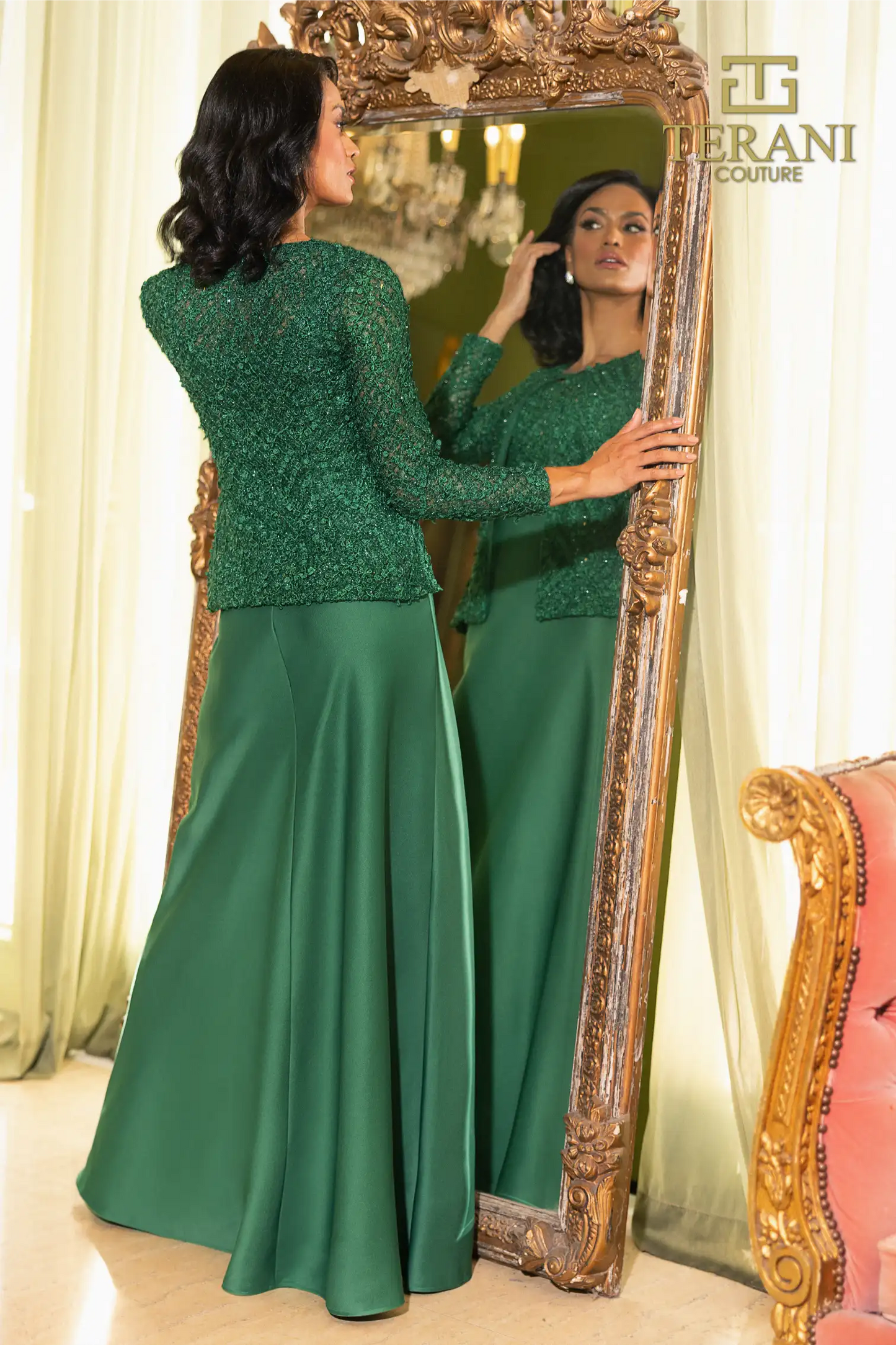 Terani Couture 242M3412 Hunter Mikado Sleeveless Long Column Dress