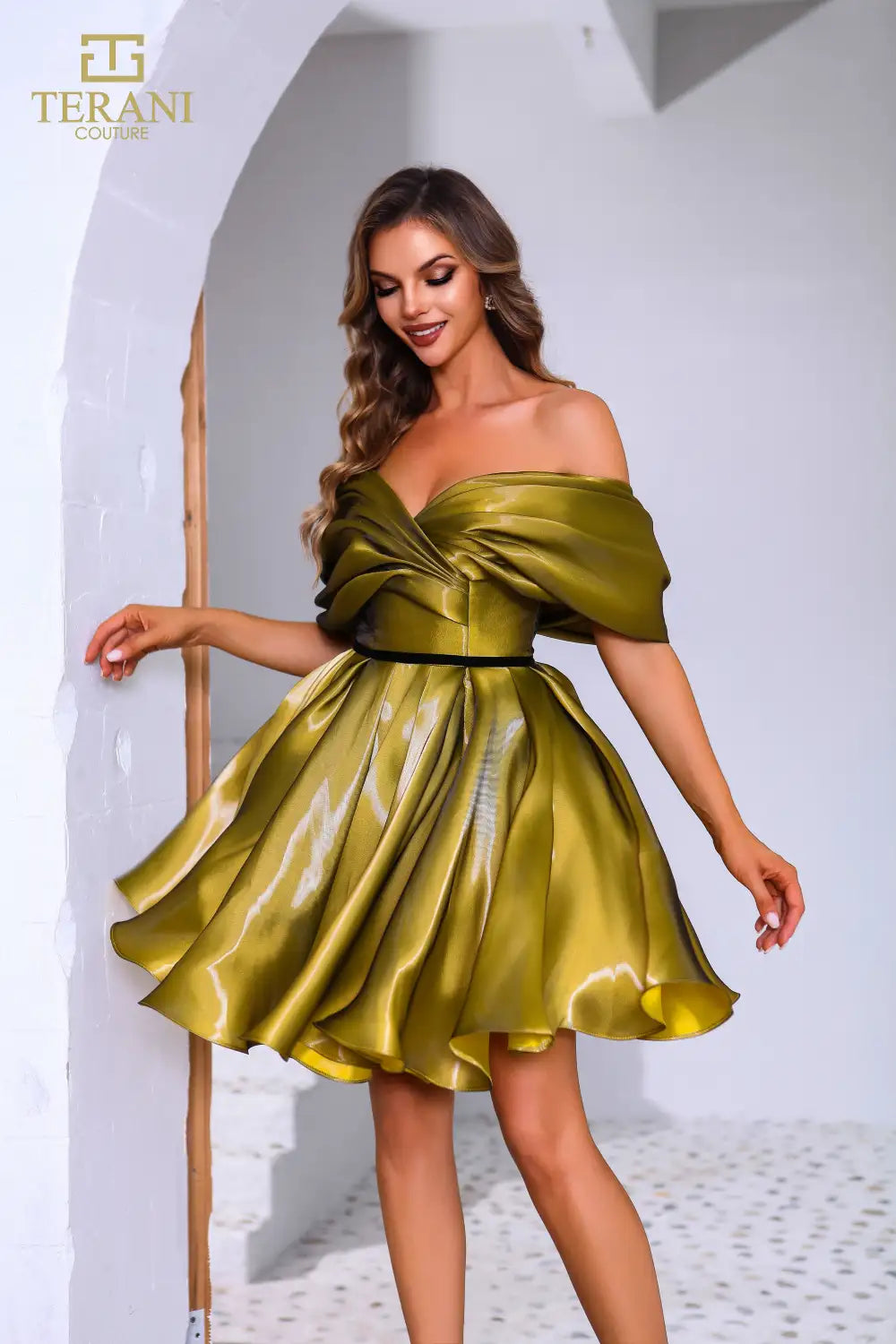 Terani Couture 251C4045 Off The Shoulder Short A-line Cocktail Dress