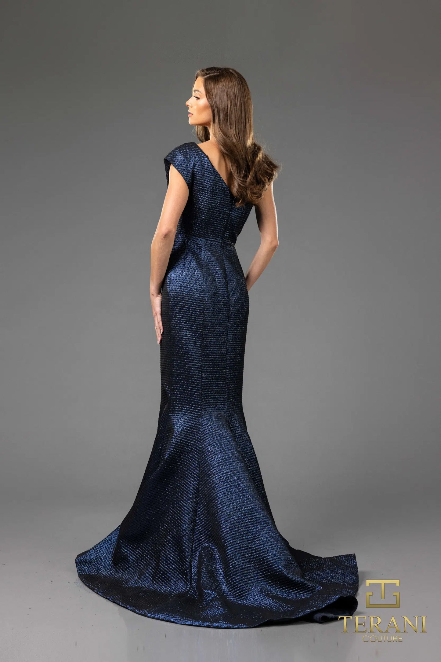 Terani Couture 251E4201 One Shoulder Ruffles Long Dress