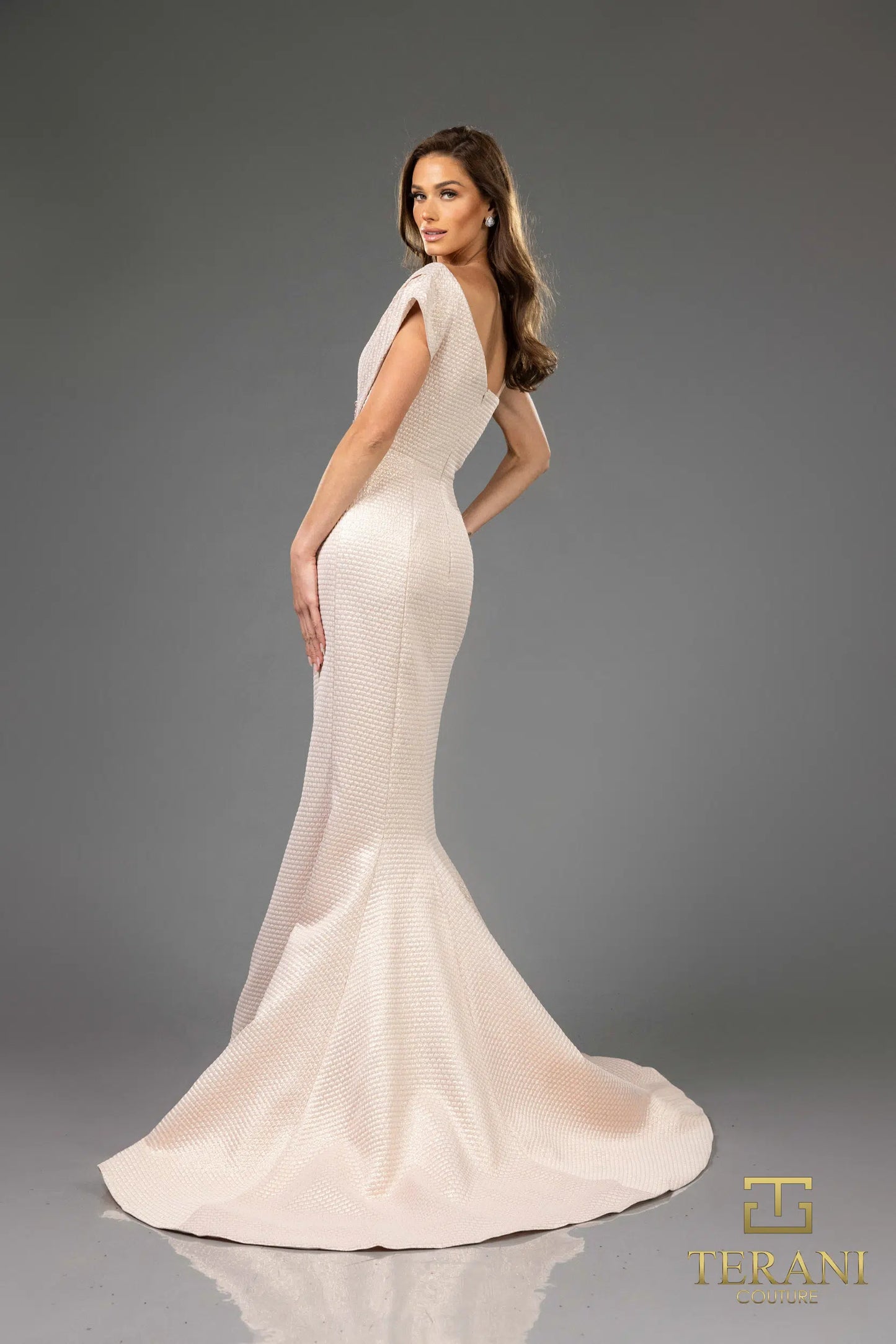 Terani Couture 251E4201 One Shoulder Ruffles Long Dress