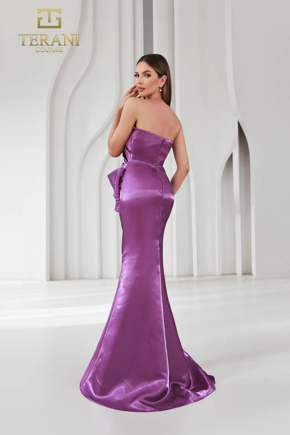 Terani Couture 251E4231 Long Sheath Strapless Shimmer Dress